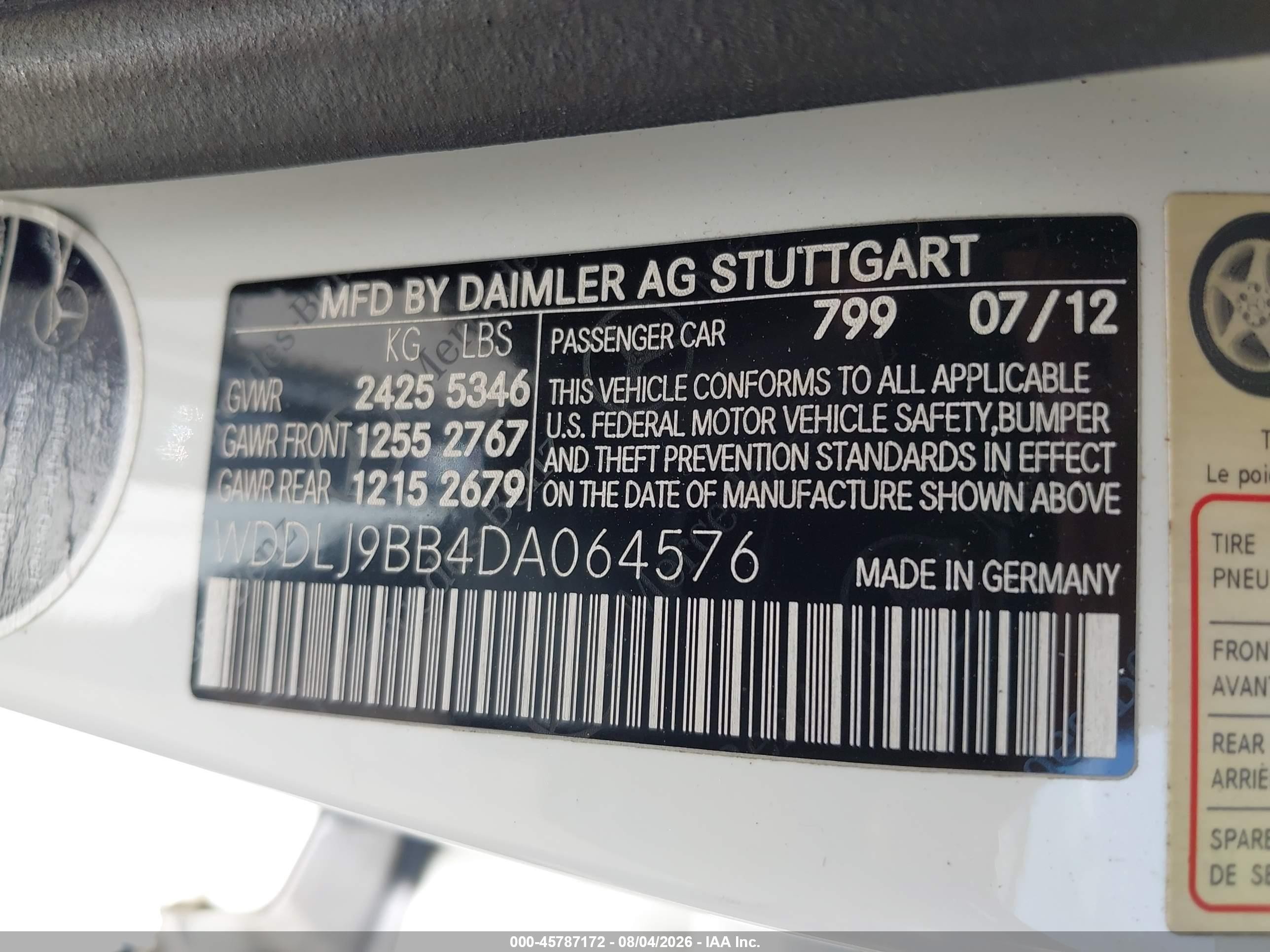 2013 Mercedes-benz Cls 550 4matic White vin: WDDLJ9BB4DA064576
