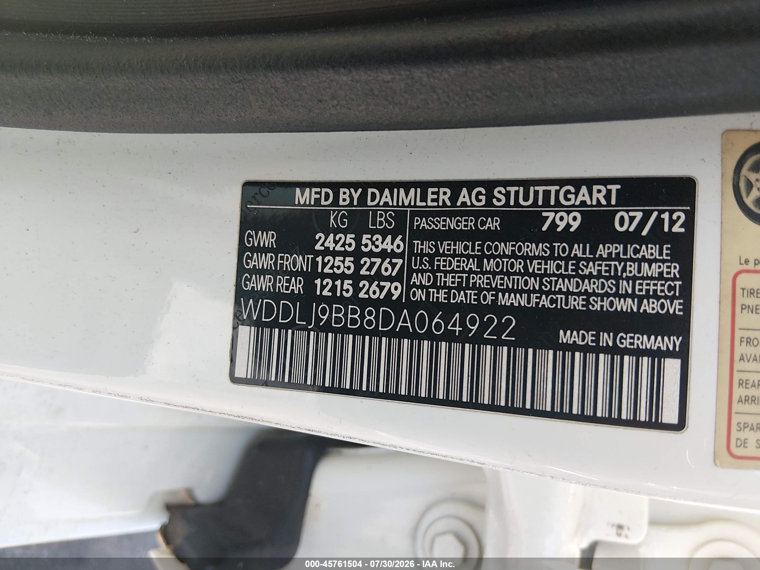 2013 Mercedes-benz Cls 550 4matic White vin: WDDLJ9BB8DA064922