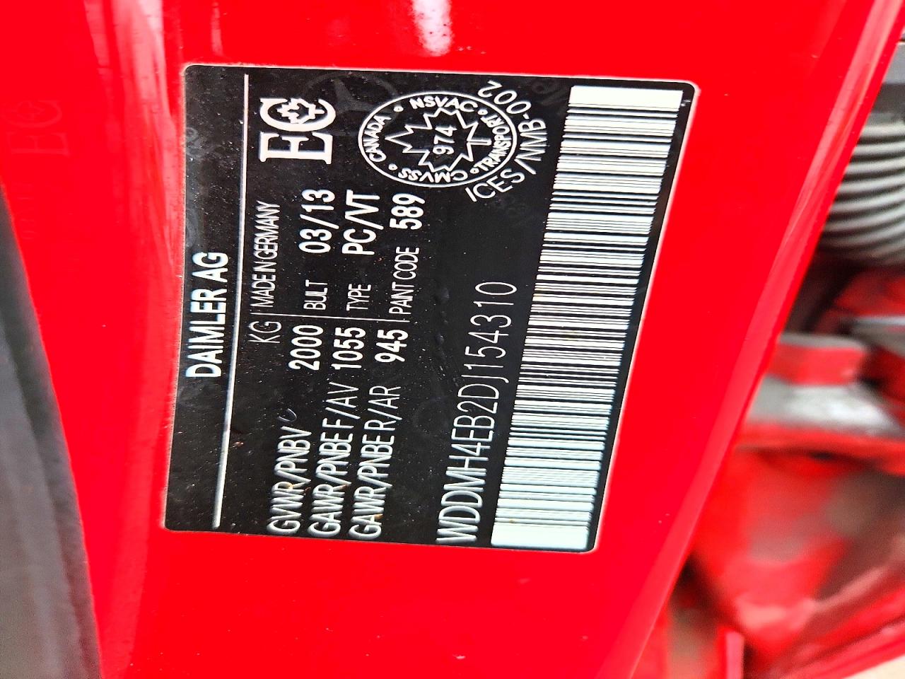 2013 Mercedes-benz B250 Red vin: WDDMH4EB2DJ154310