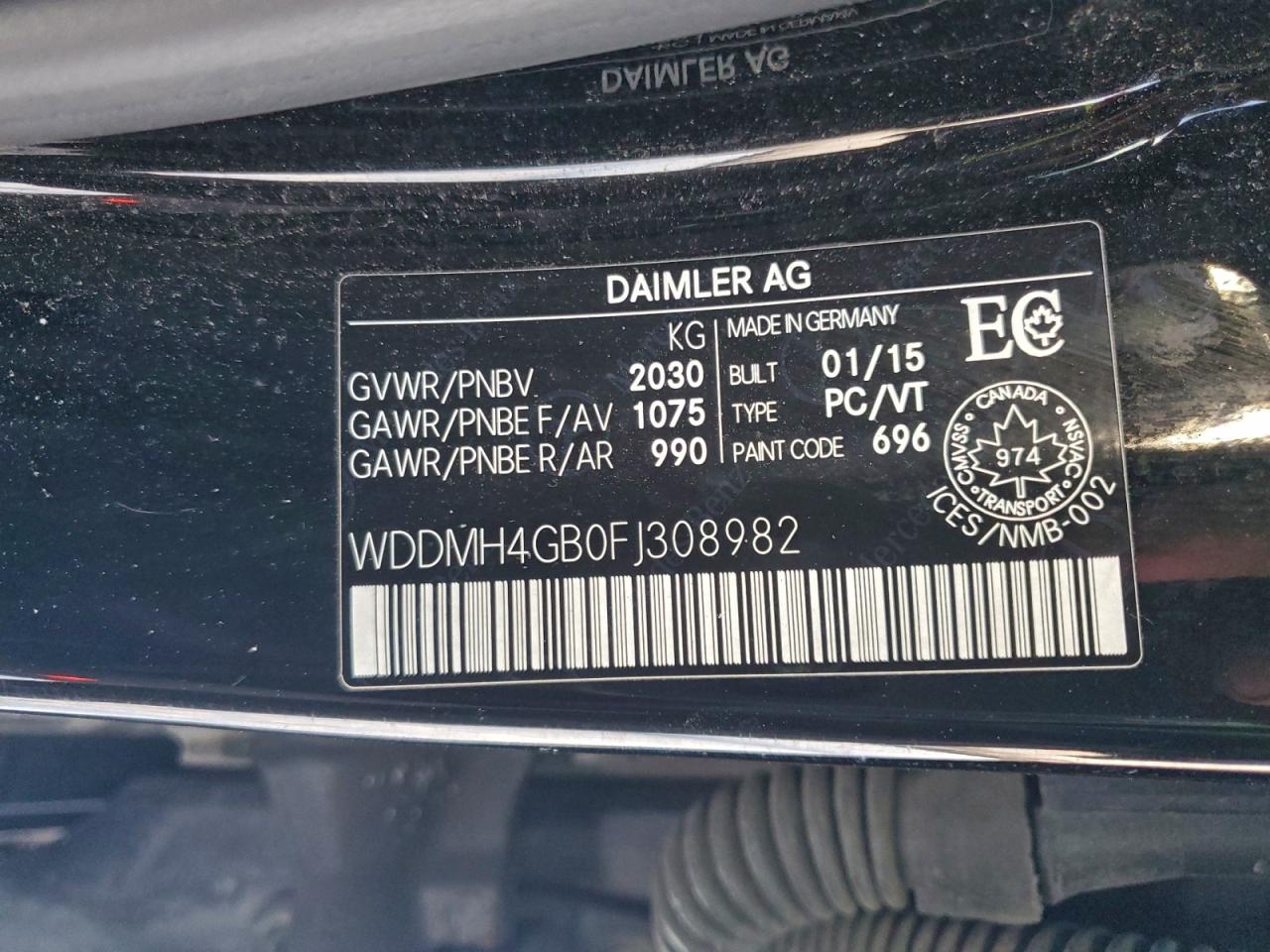 2015 Mercedes-benz B 250 4matic Черный vin: WDDMH4GB0FJ308982