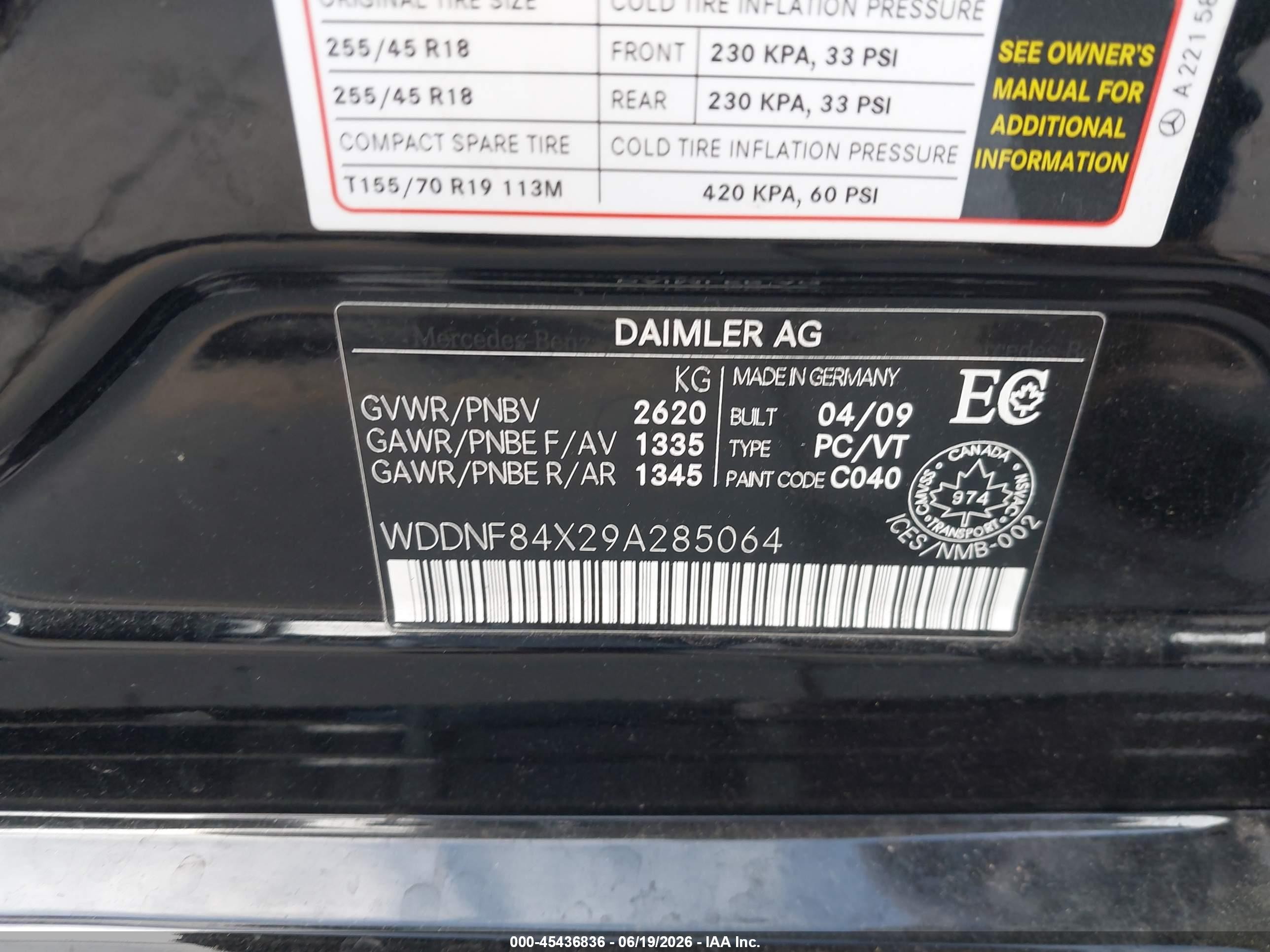 2009 Mercedes-benz S 450 4matic Черный vin: WDDNF84X29A285064