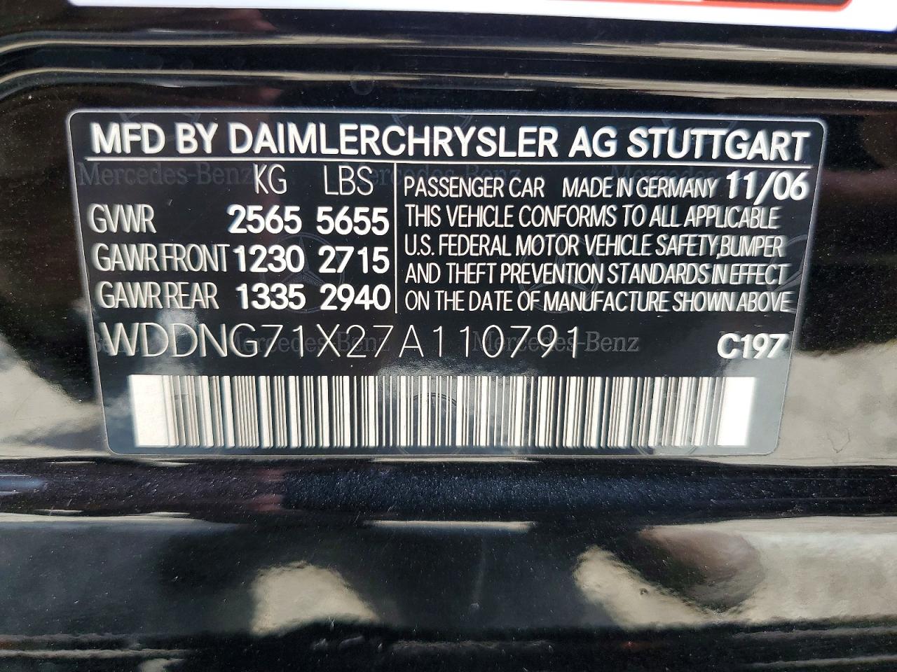 2007 Mercedes-benz S 550 Black vin: WDDNG71X27A110791