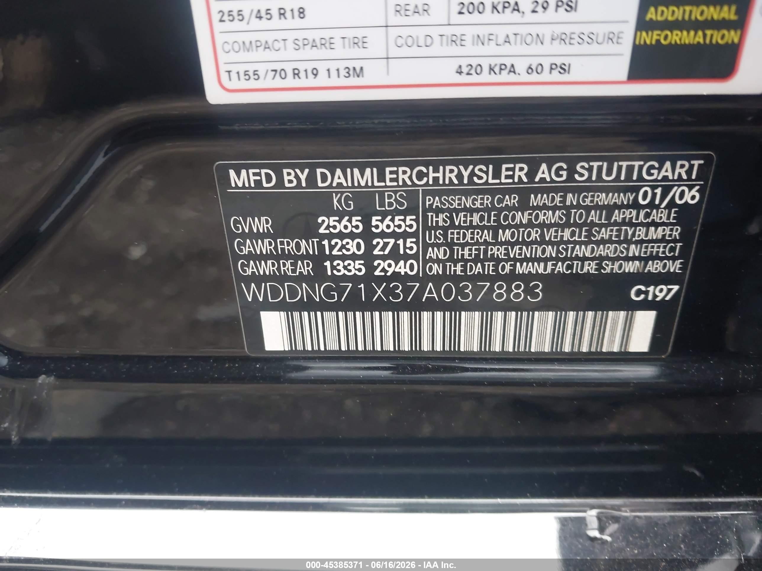 2007 Mercedes-benz S 550   Black vin: WDDNG71X37A037883