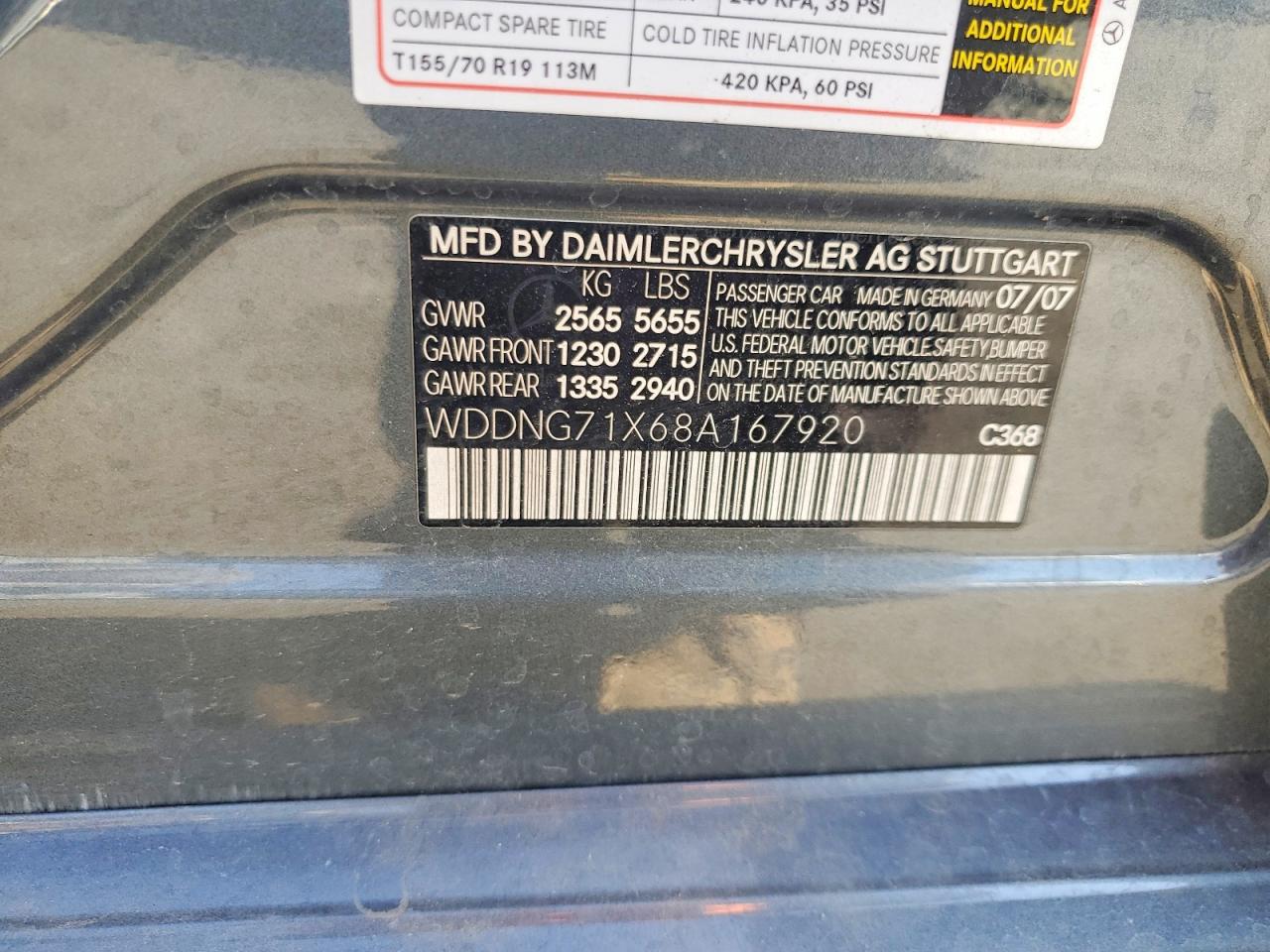 2008 Mercedes-benz S 550 Gray vin: WDDNG71X68A167920