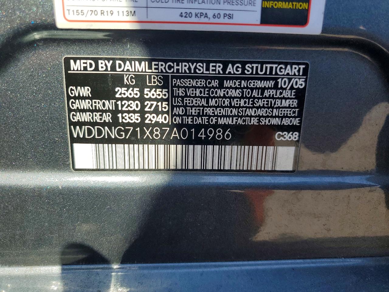 2007 Mercedes-benz S 550 Gray vin: WDDNG71X87A014986