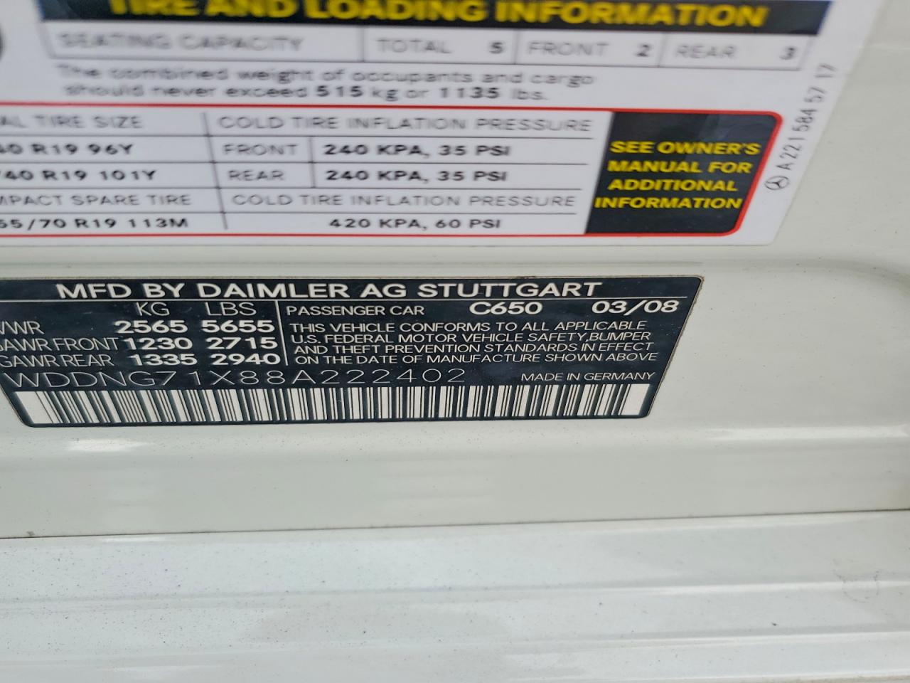 2008 Mercedes-benz S 550 Белый vin: WDDNG71X88A222402
