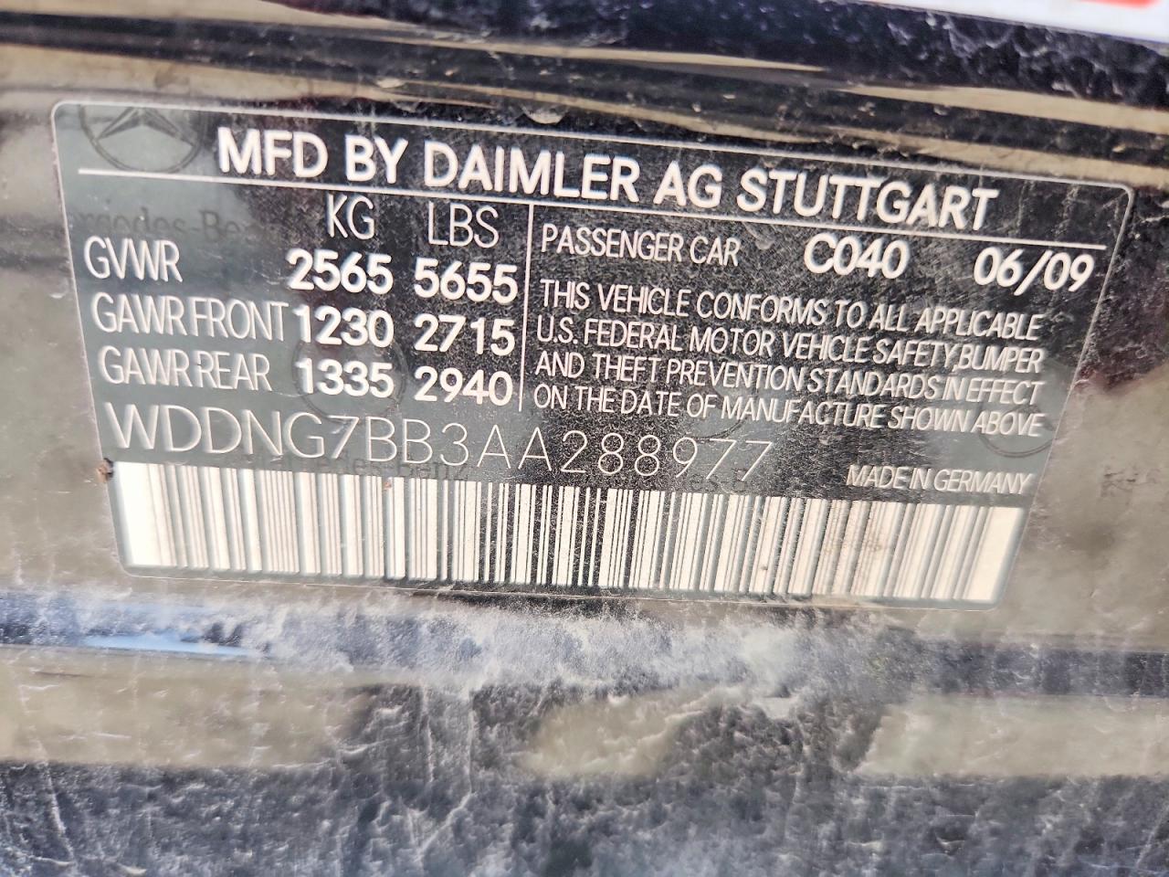 2010 Mercedes-benz S 550 Black vin: WDDNG7BB3AA288977