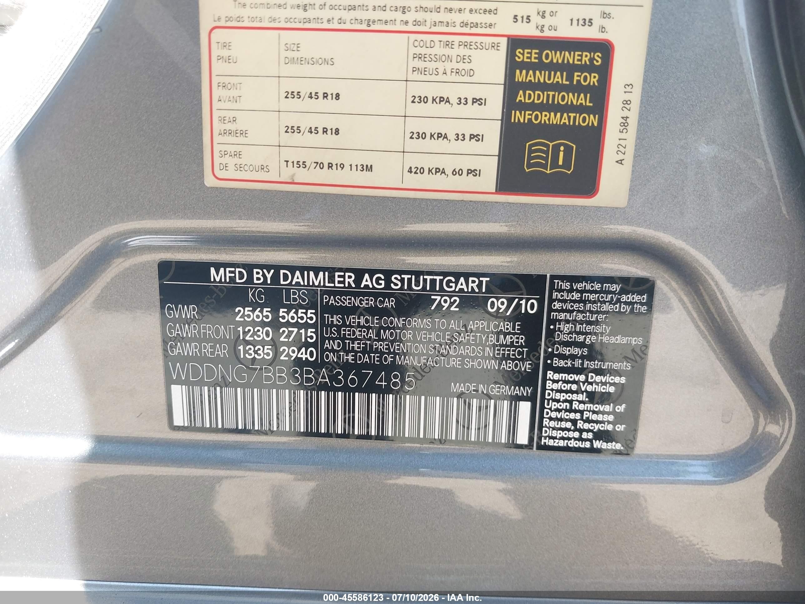 2011 Mercedes-benz S 550   Silver vin: WDDNG7BB3BA367485