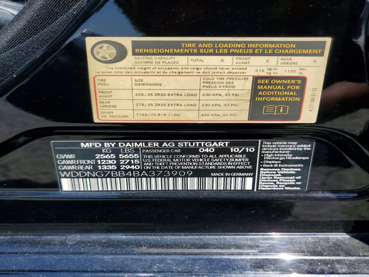 2011 Mercedes-benz S 550 Black vin: WDDNG7BB4BA373909