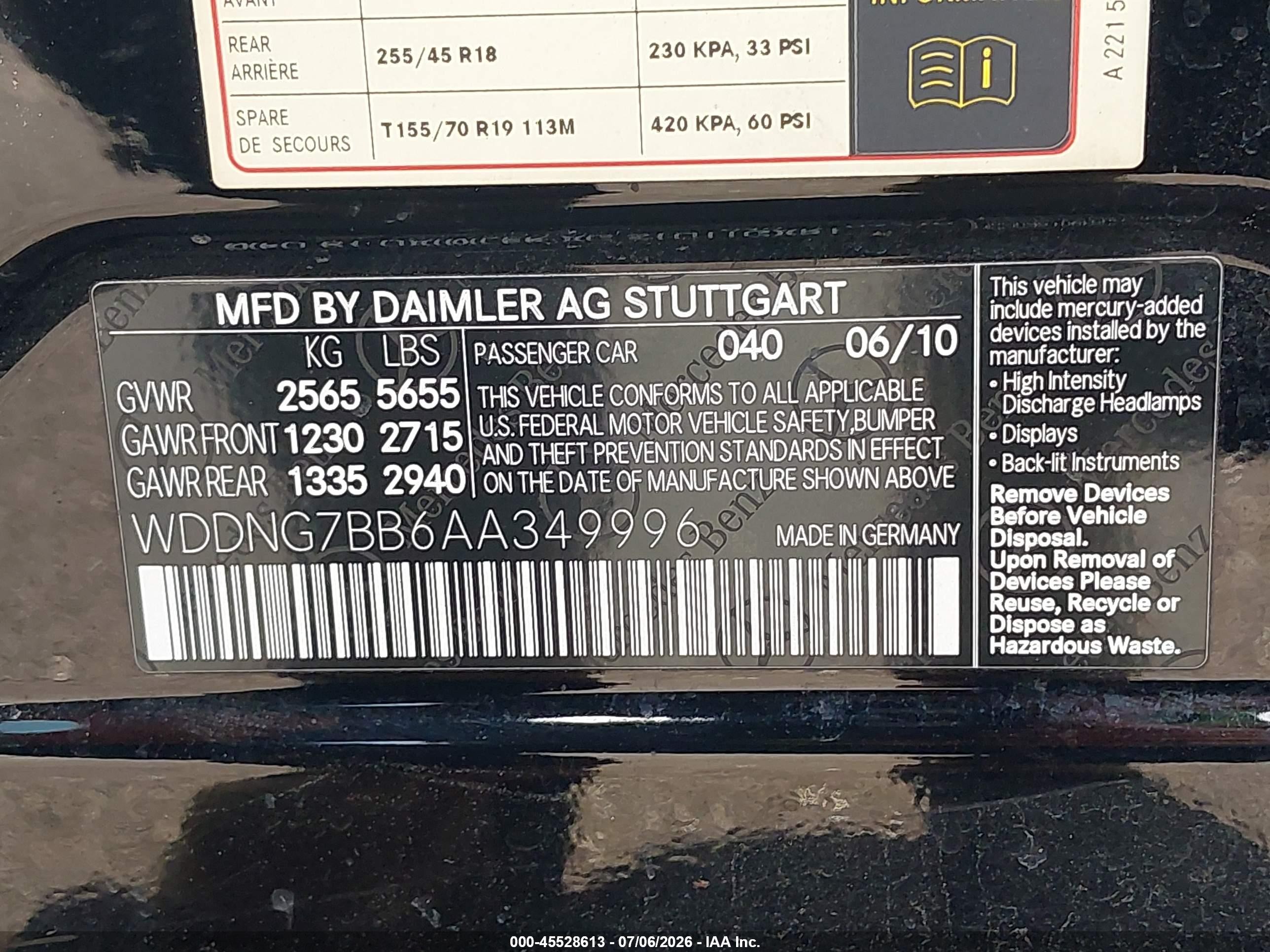 2010 Mercedes-benz S 550   Black vin: WDDNG7BB6AA349996