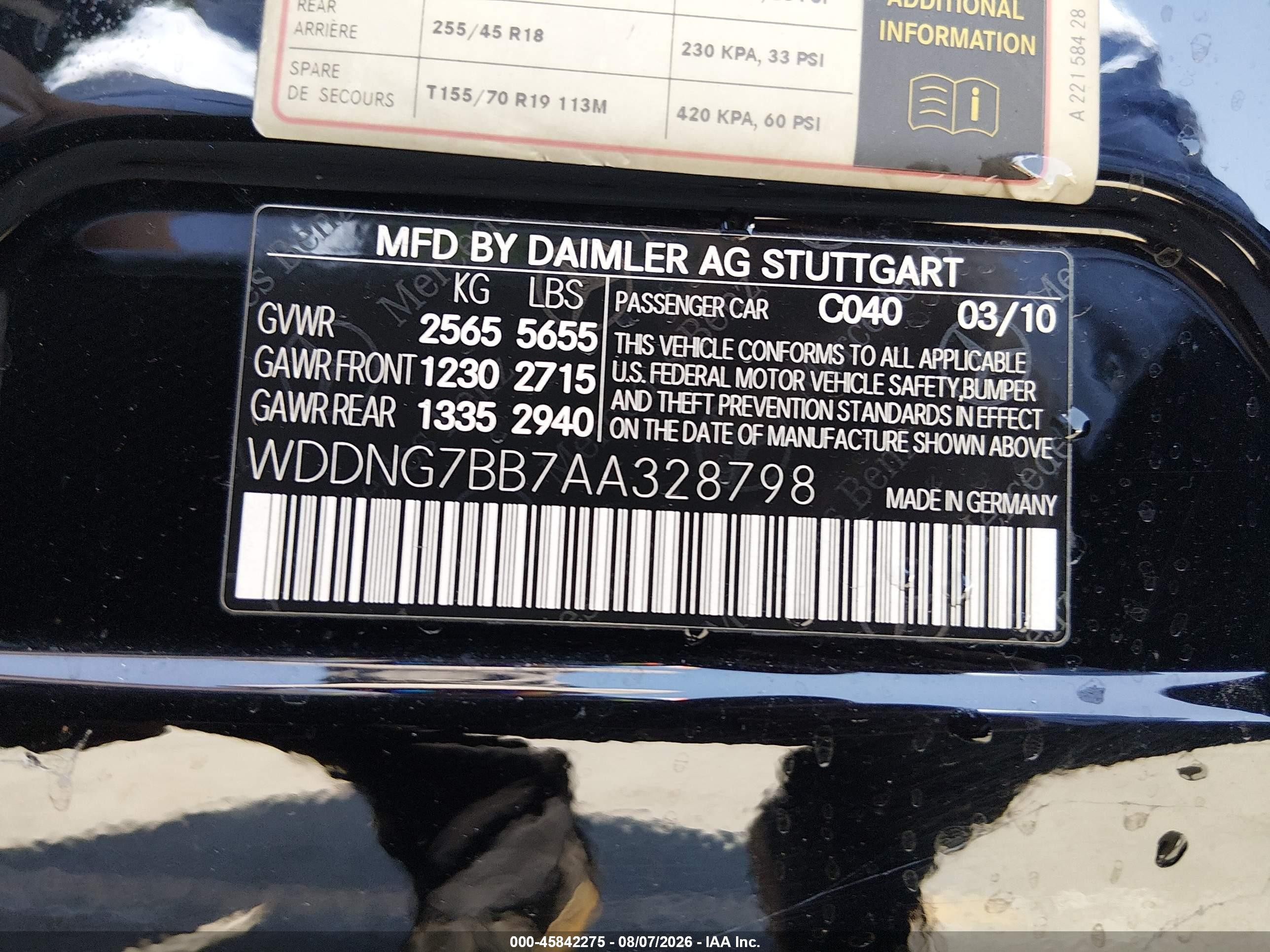 2010 Mercedes-benz S 550   Black vin: WDDNG7BB7AA328798