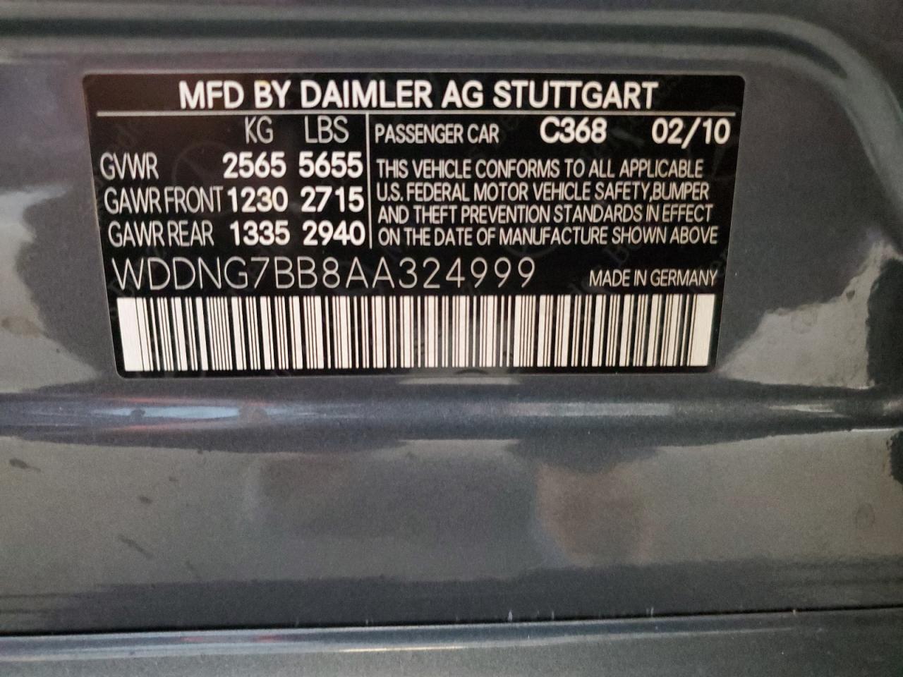 2010 Mercedes-benz S 550 Gray vin: WDDNG7BB8AA324999