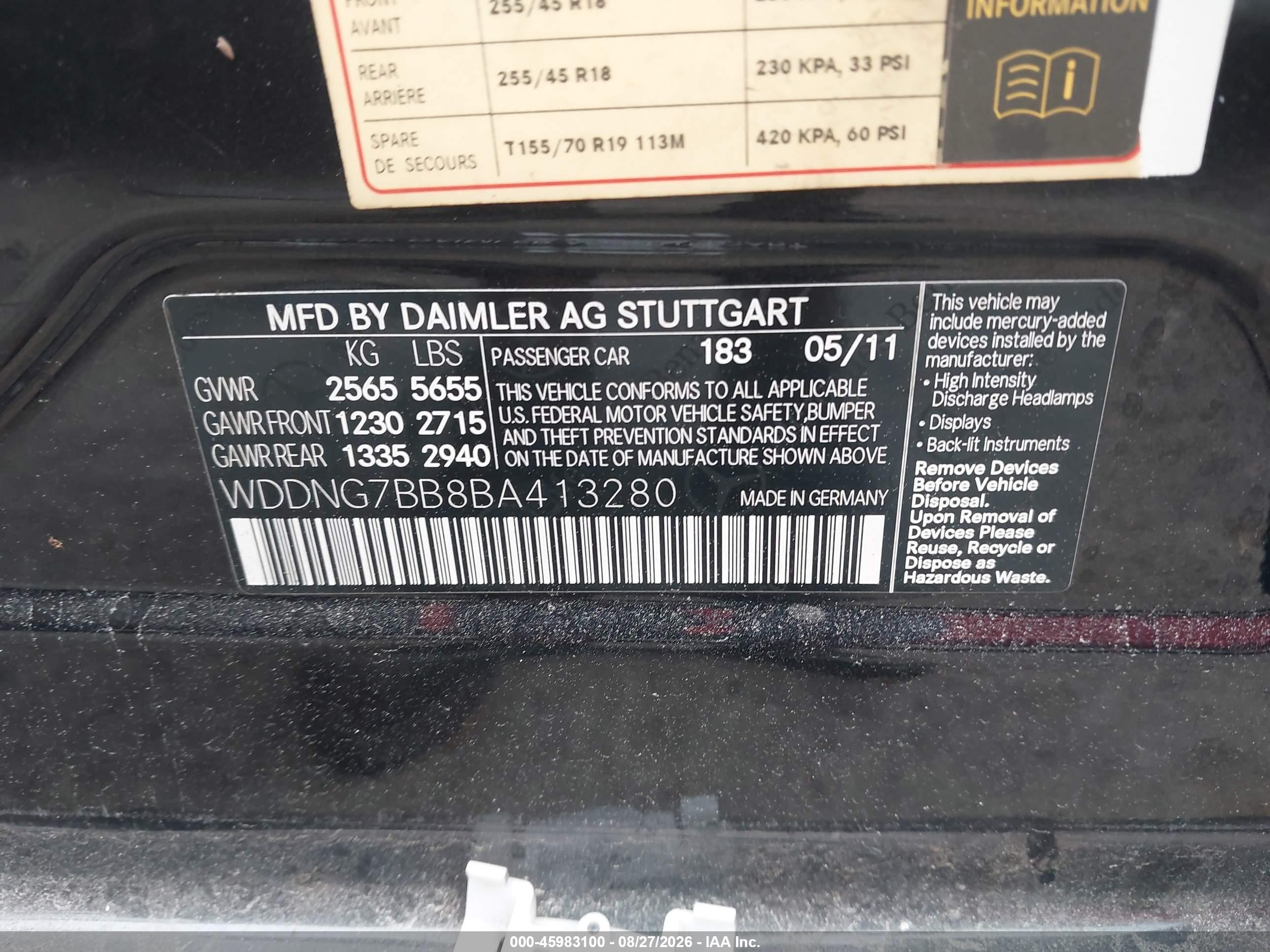 2011 Mercedes-benz S 550   Black vin: WDDNG7BB8BA413280