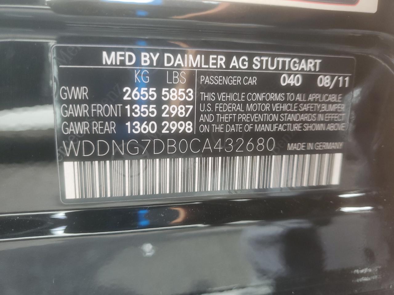 2012 Mercedes Benz S 550 Black vin: WDDNG7DB0CA432680