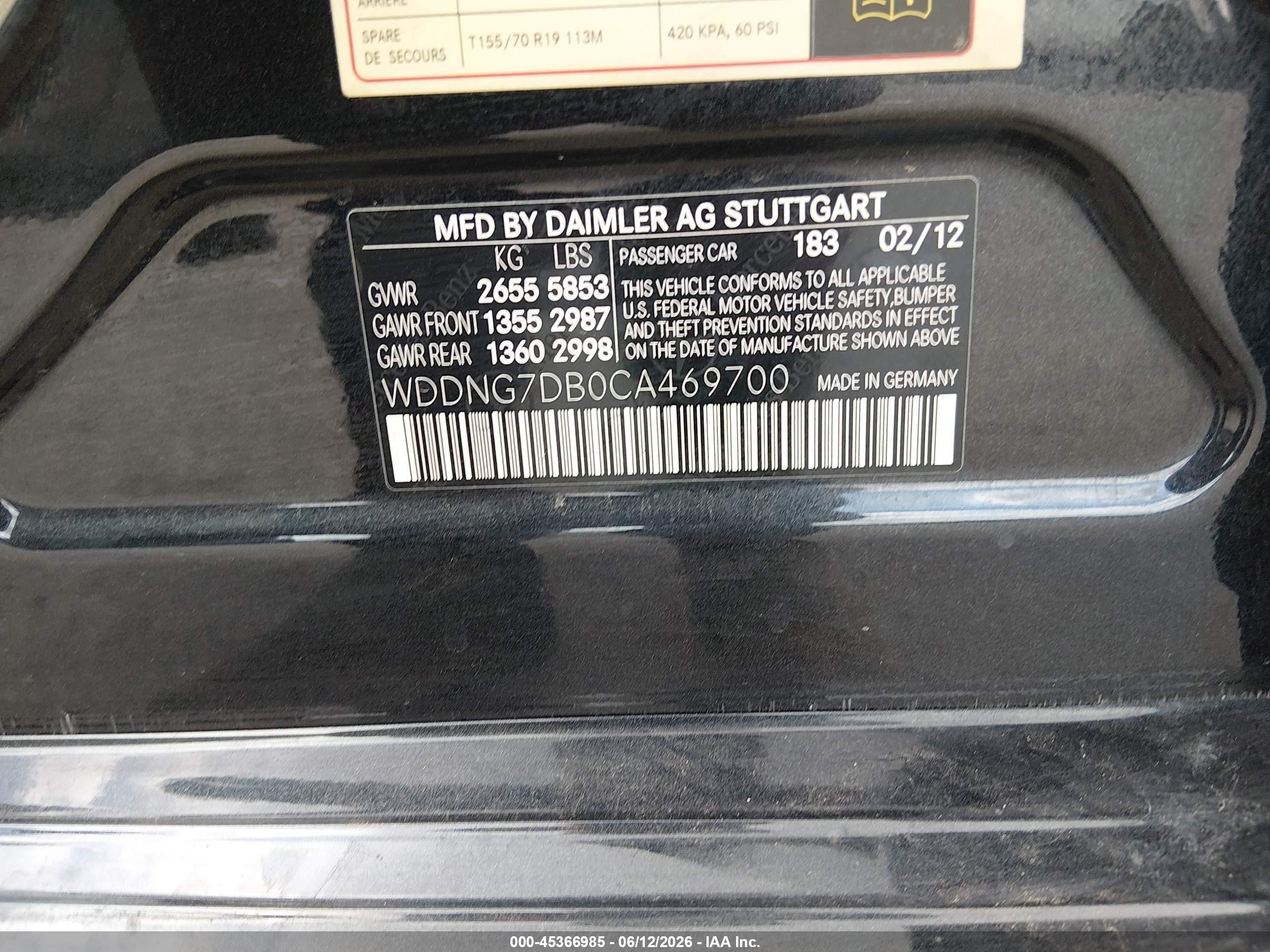 2012 Mercedes-benz S 550   Black vin: WDDNG7DB0CA469700