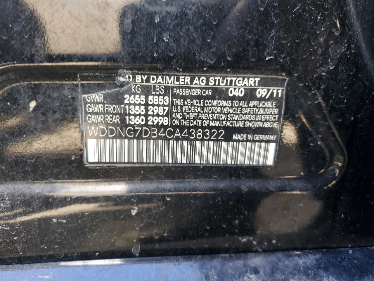 2012 Mercedes-benz S 550 Black vin: WDDNG7DB4CA438322