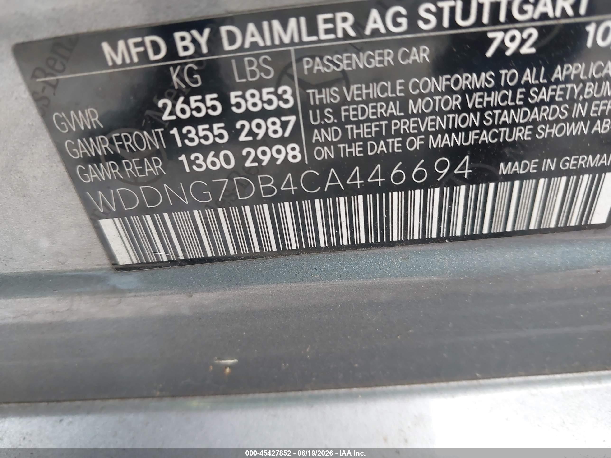 2012 Mercedes-benz S 550 Gray vin: WDDNG7DB4CA446694