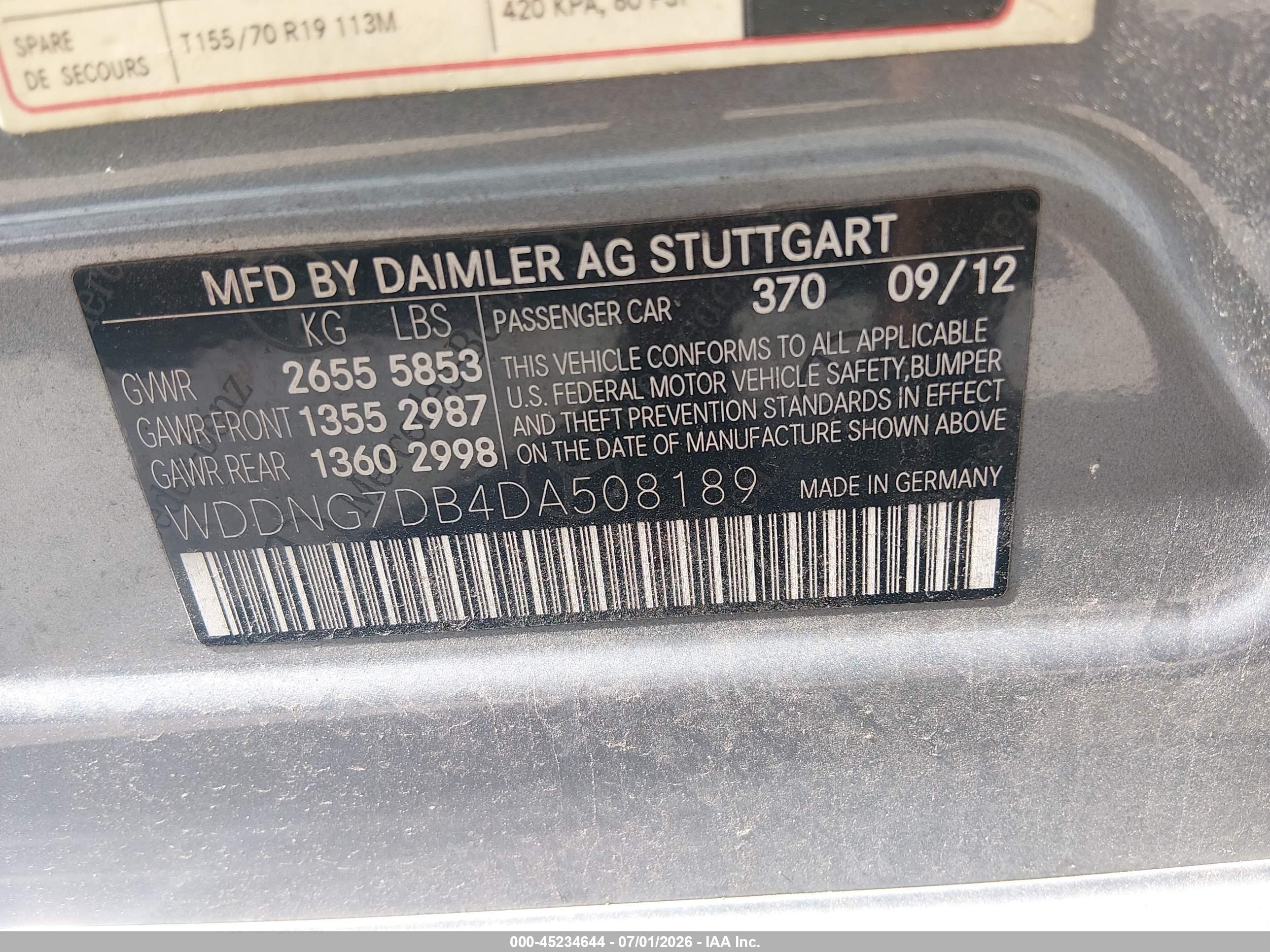 2013 Mercedes-benz S 550   Silver vin: WDDNG7DB4DA508189