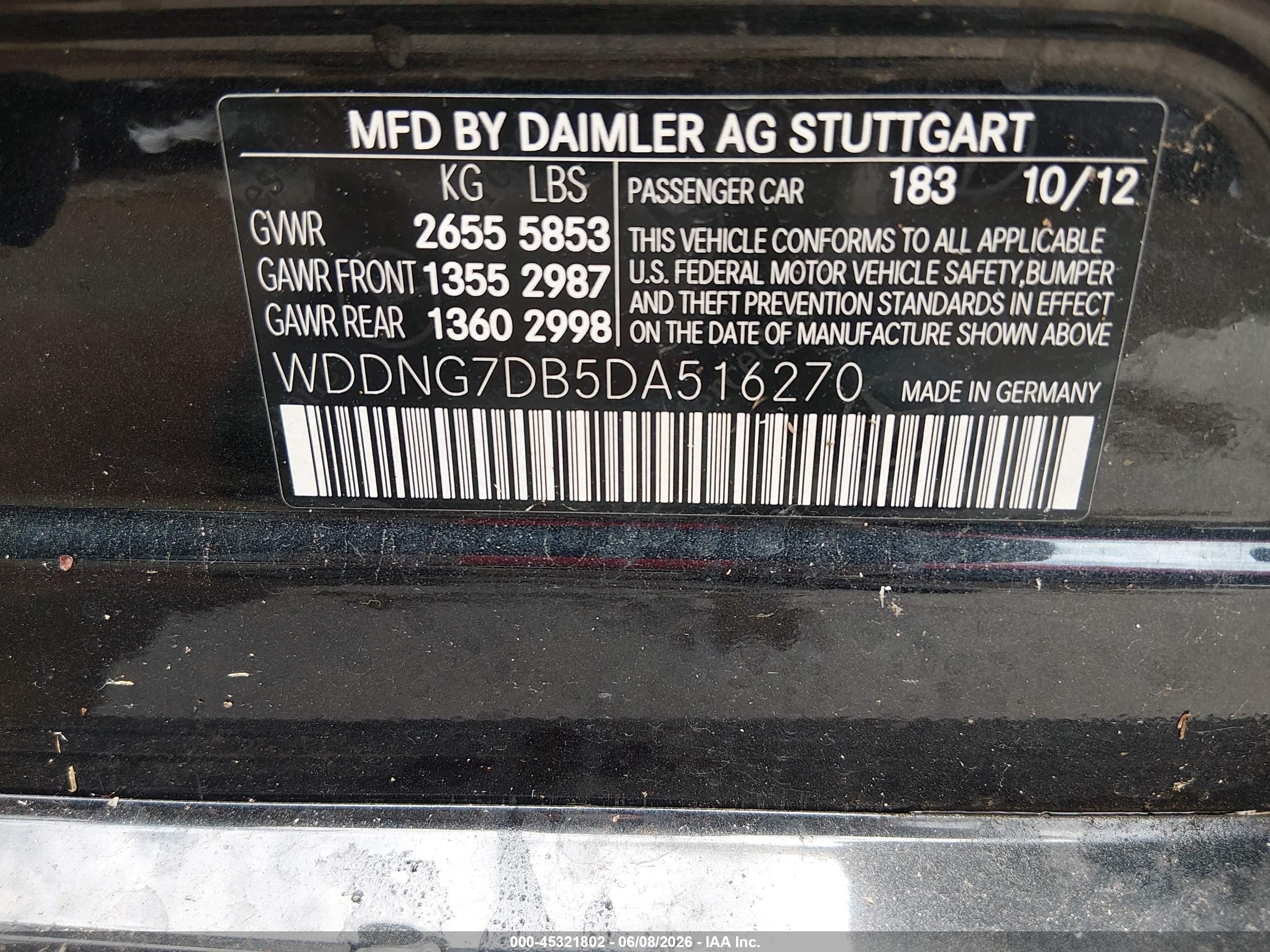 2013 Mercedes-benz S 550   Black vin: WDDNG7DB5DA516270