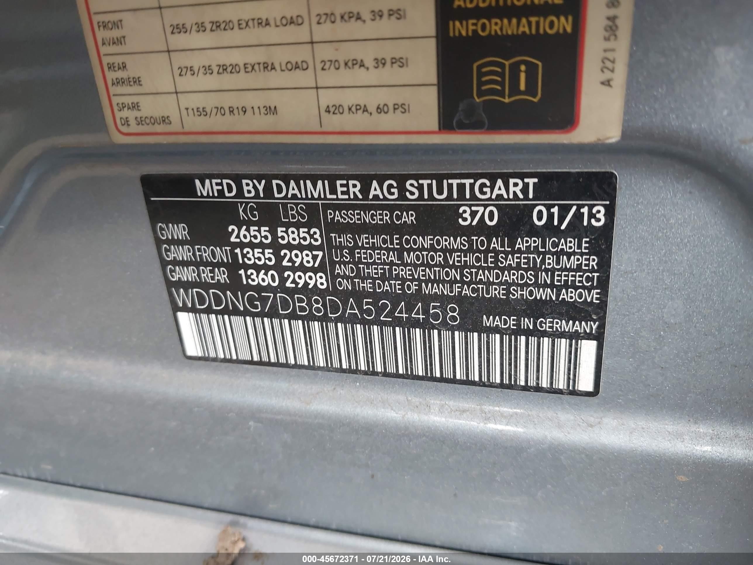 2013 Mercedes-benz S 550   Silver vin: WDDNG7DB8DA524458