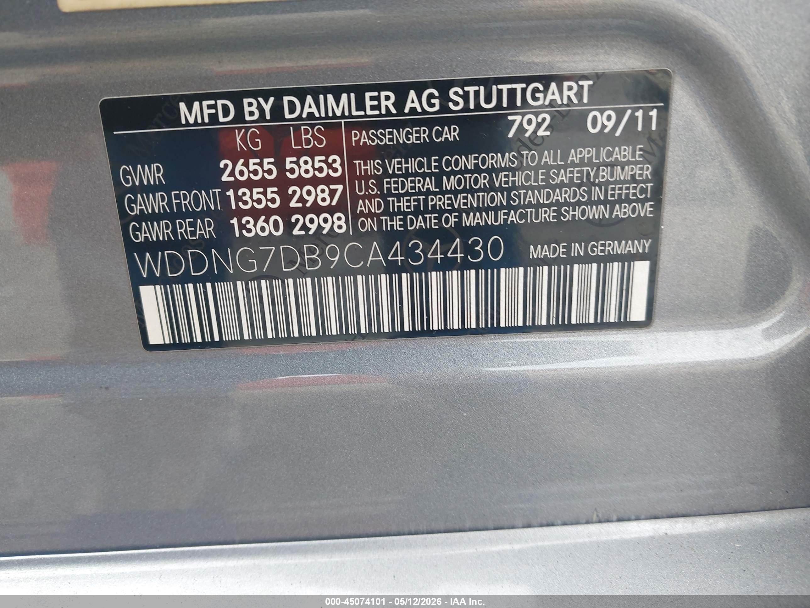 2012 Mercedes-benz S 550   Серебряный vin: WDDNG7DB9CA434430