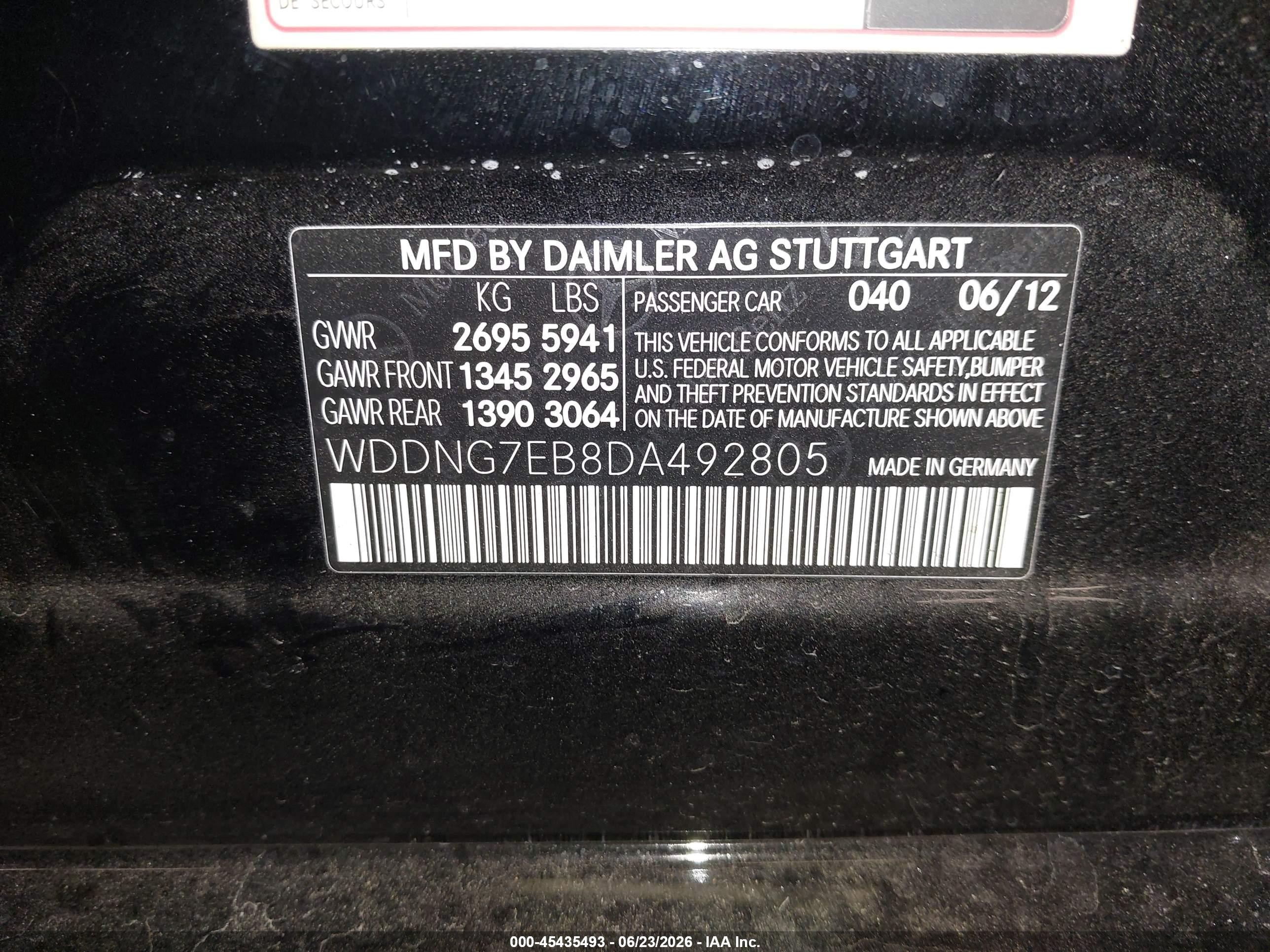 2013 Mercedes-benz S 63 Amg   Черный vin: WDDNG7EB8DA492805
