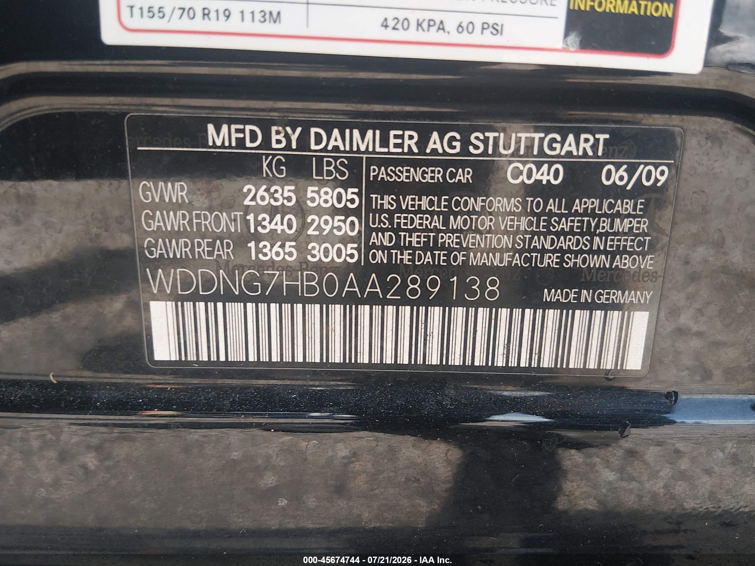 2010 Mercedes-benz S 63 Amg Black vin: WDDNG7HB0AA289138