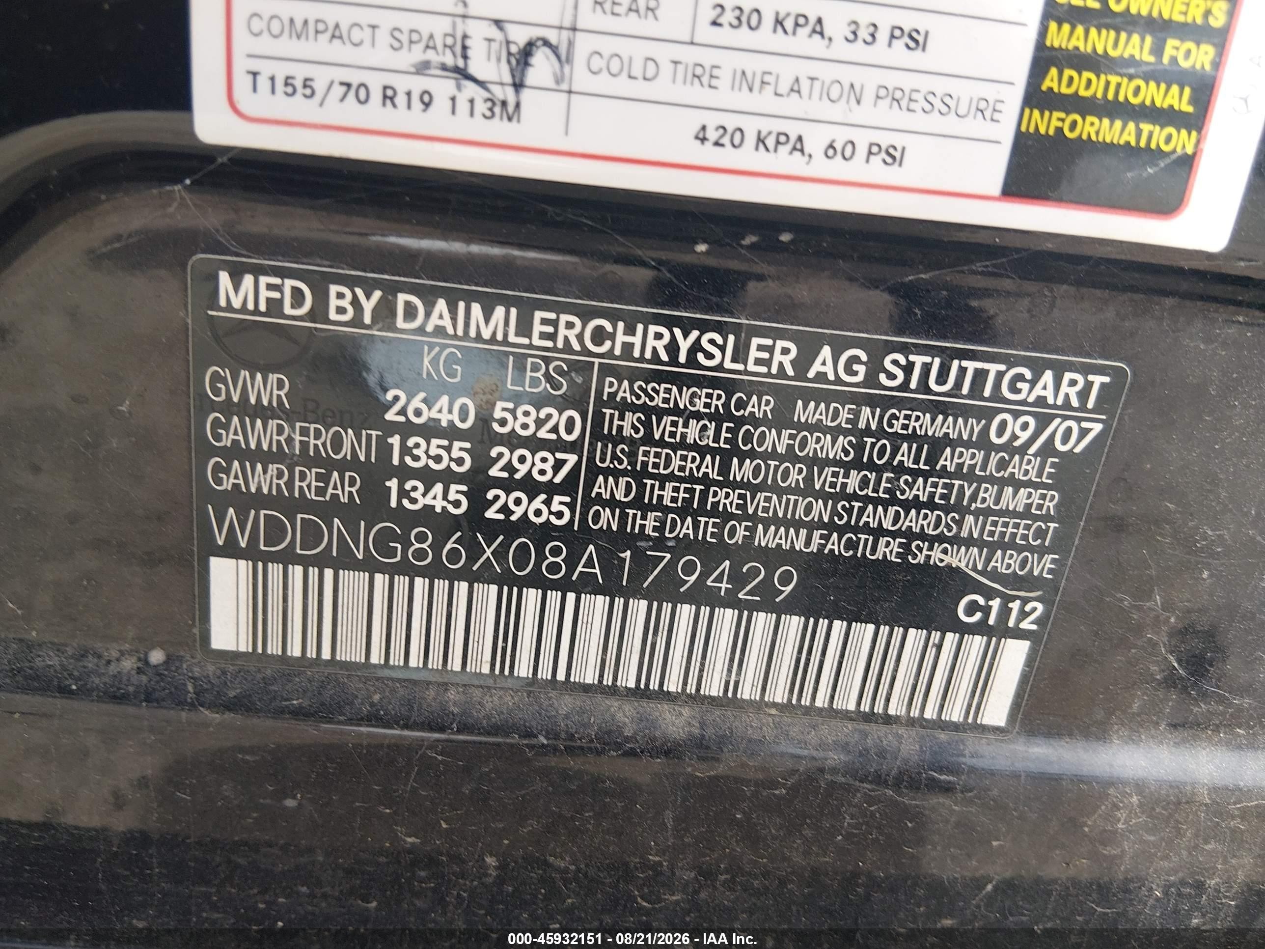 2008 Mercedes-benz S 550 4matic Черный vin: WDDNG86X08A179429
