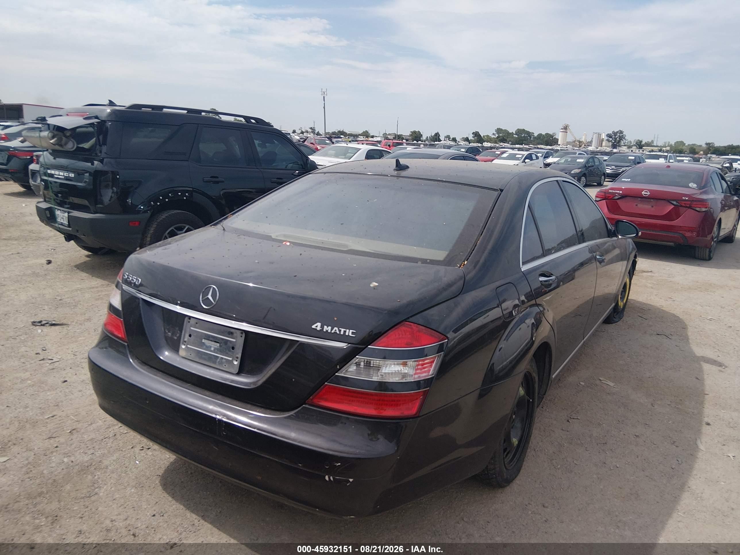 2008 Mercedes-benz S 550 4matic Черный vin: WDDNG86X08A179429
