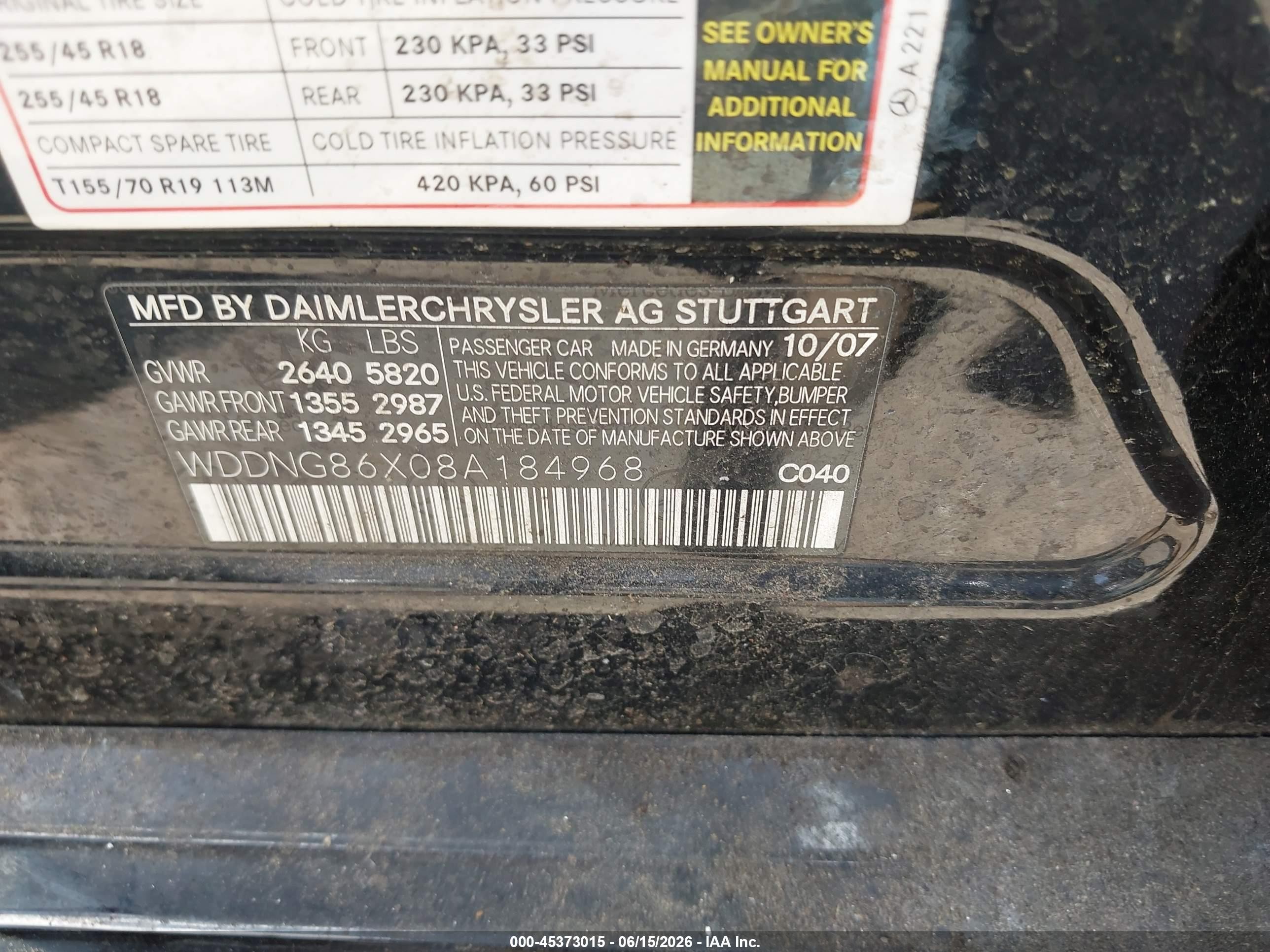 2008 Mercedes-benz S 550 4matic Black vin: WDDNG86X08A184968