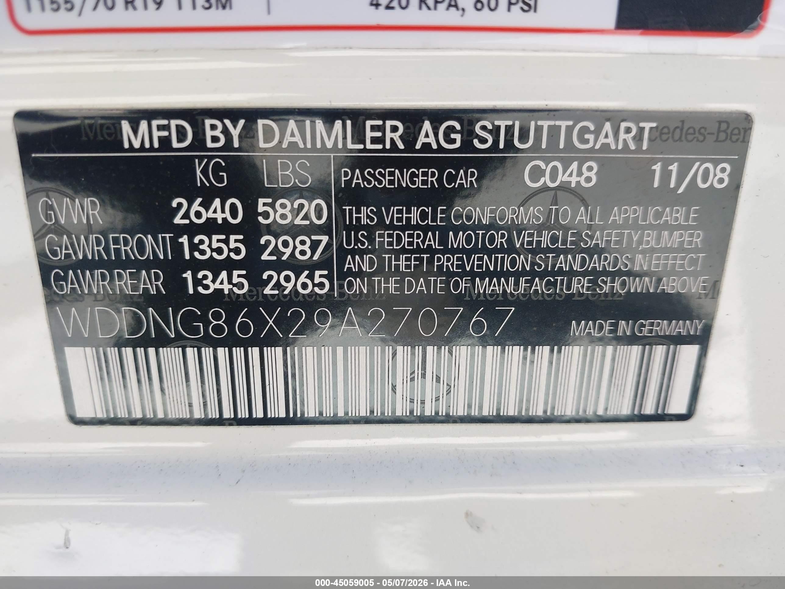 2009 Mercedes-benz S 550 4matic Белый vin: WDDNG86X29A270767