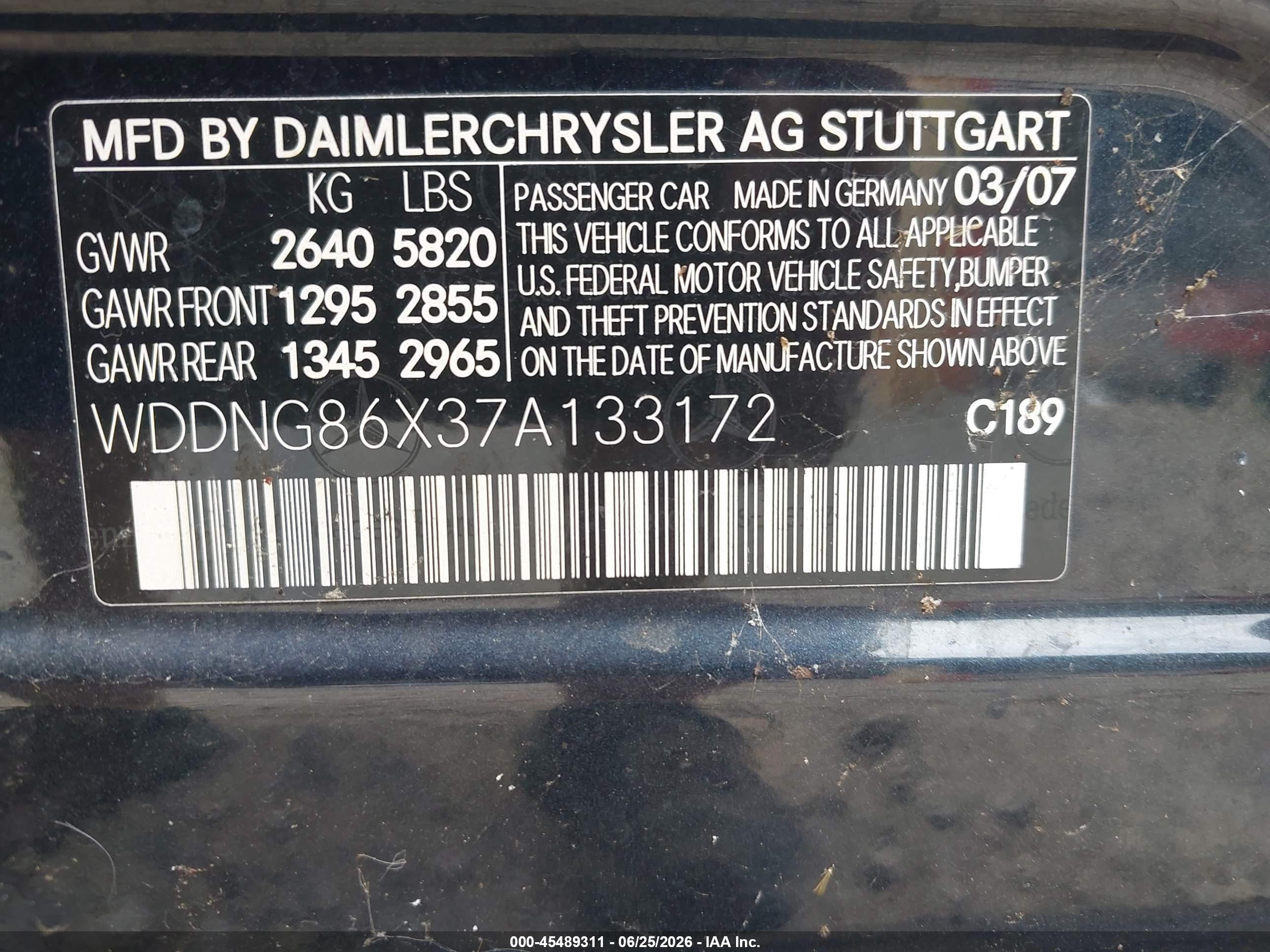 2007 Mercedes-benz S 550 4matic Black vin: WDDNG86X37A133172