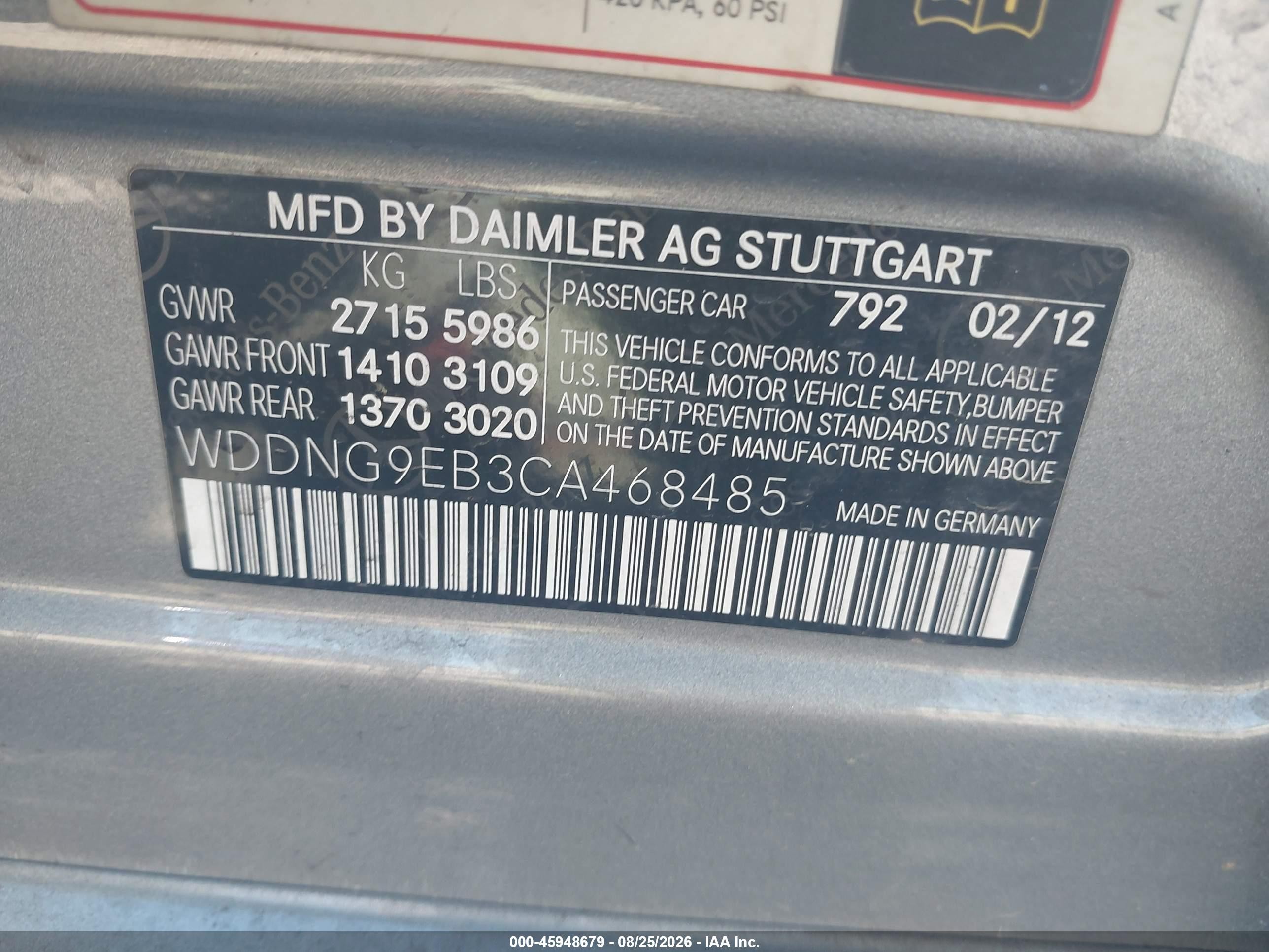 2012 Mercedes-benz S 550 4matic Gray vin: WDDNG9EB3CA468485
