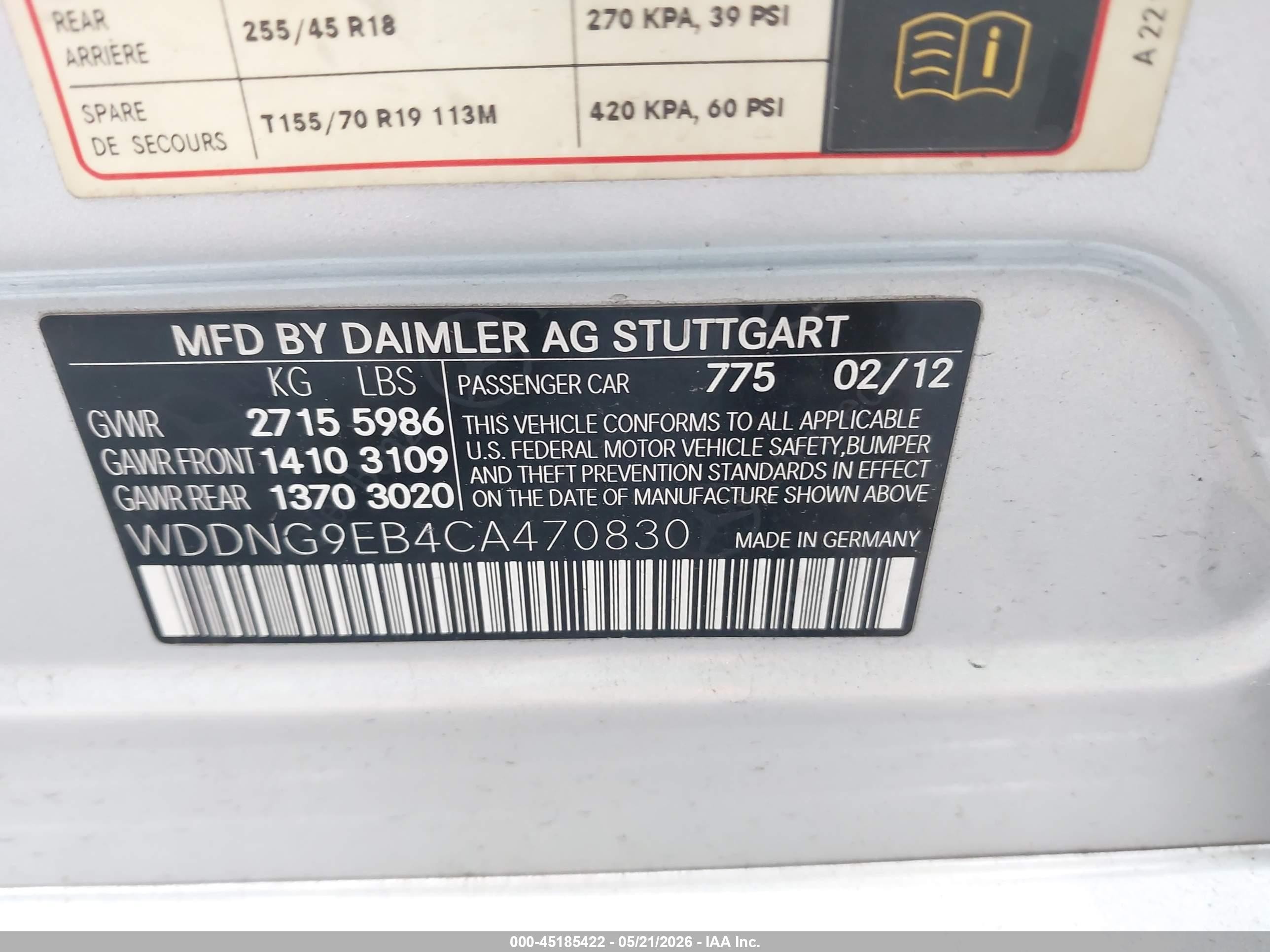 2012 Mercedes-benz S 550 4matic Silver vin: WDDNG9EB4CA470830