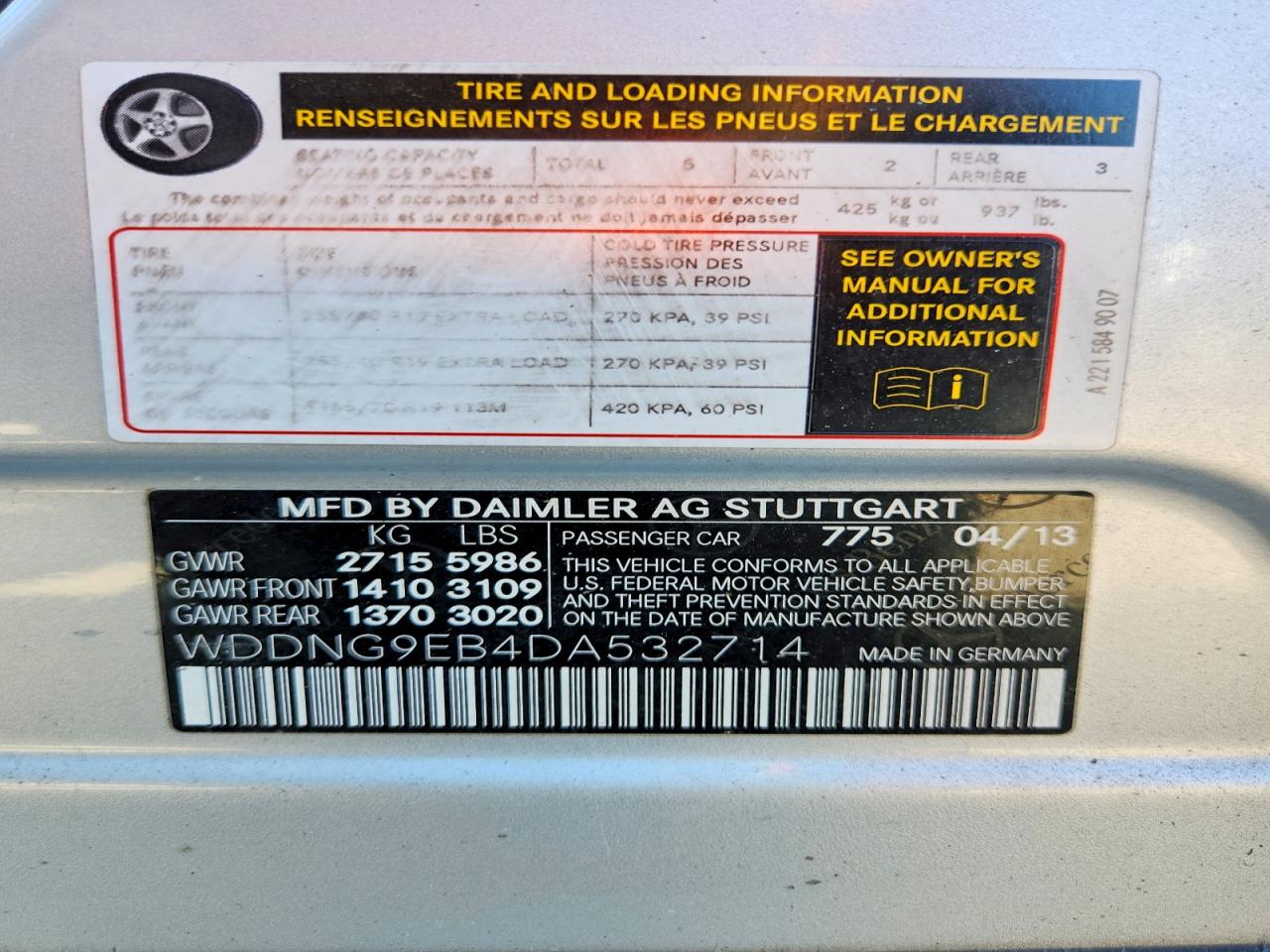 2013 Mercedes-benz S 550 4matic Gray vin: WDDNG9EB4DA532714