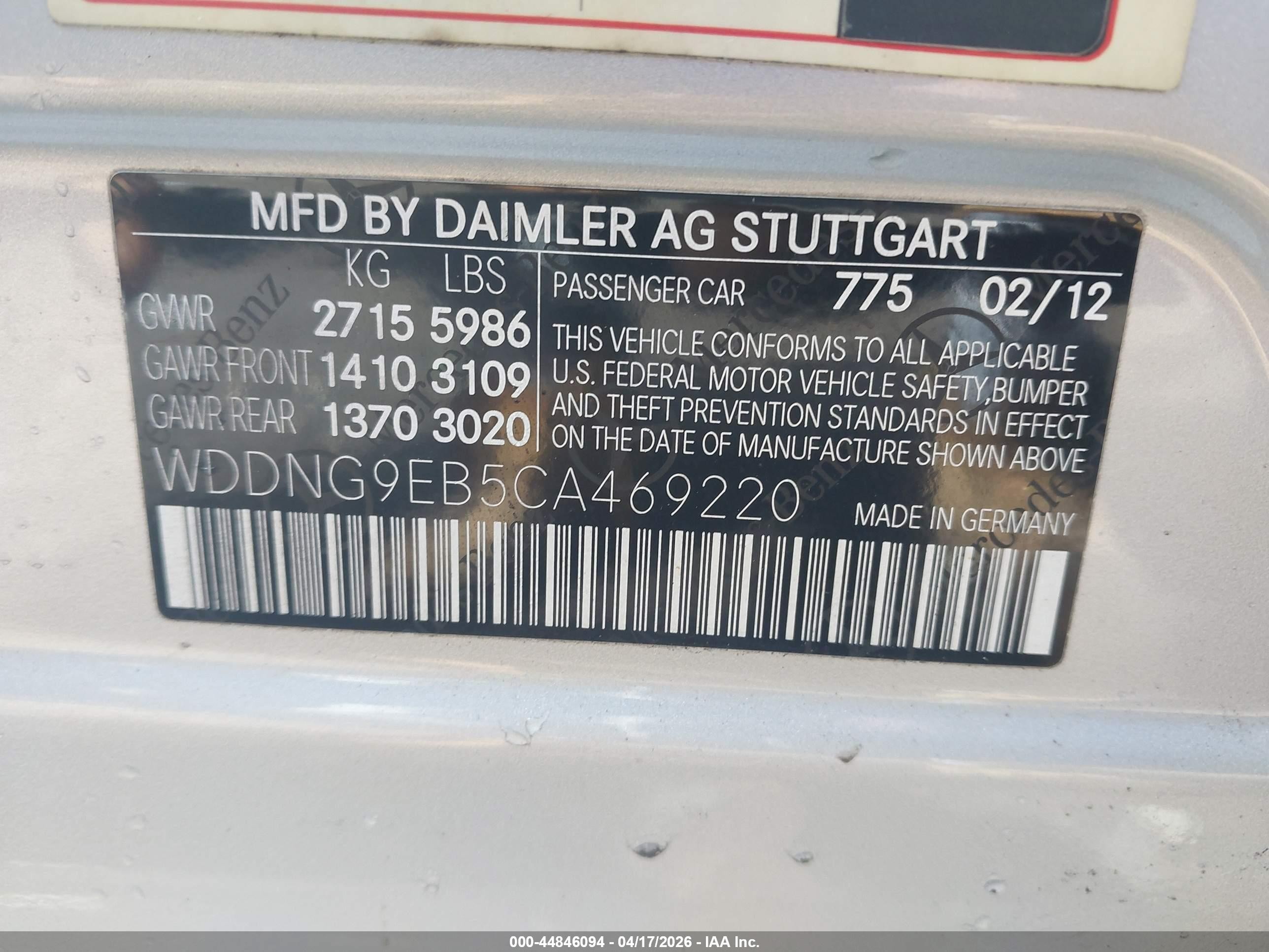 2012 Mercedes-benz S 550 4matic Серебряный vin: WDDNG9EB5CA469220