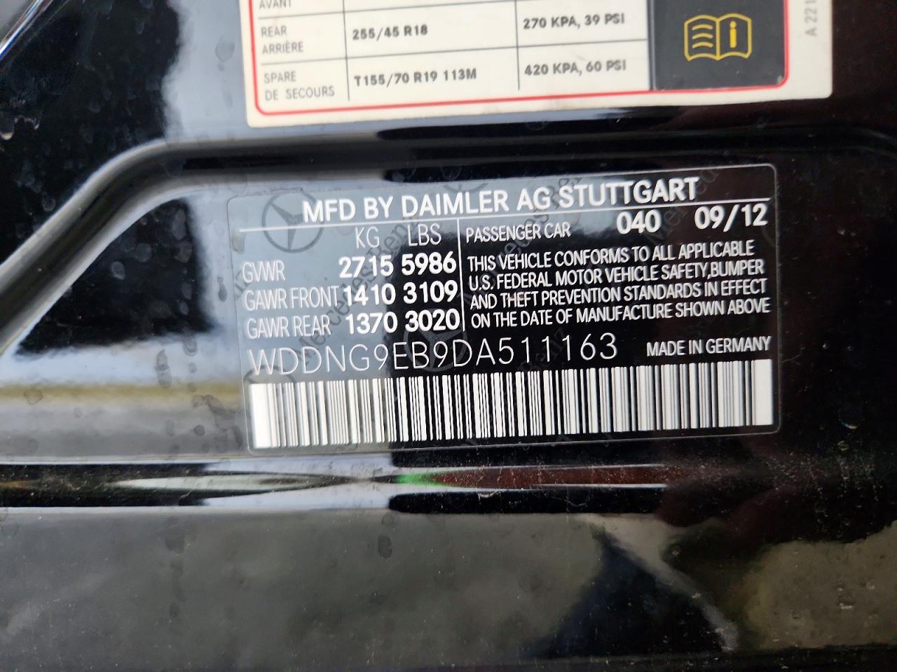 2013 Mercedes-benz S 550 4matic Black vin: WDDNG9EB9DA511163