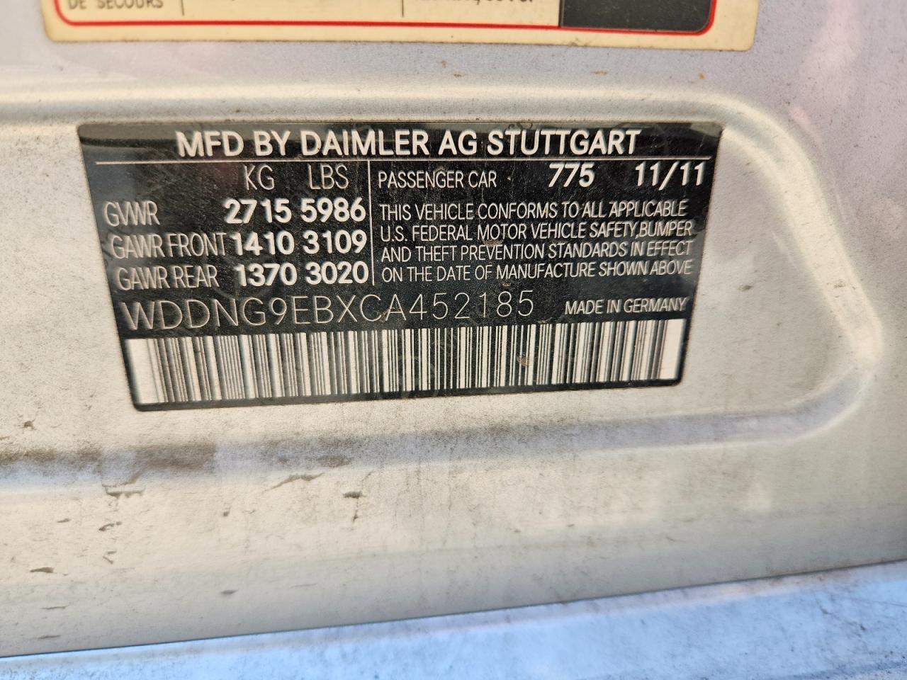 2012 Mercedes-benz S 550 4matic Silver vin: WDDNG9EBXCA452185