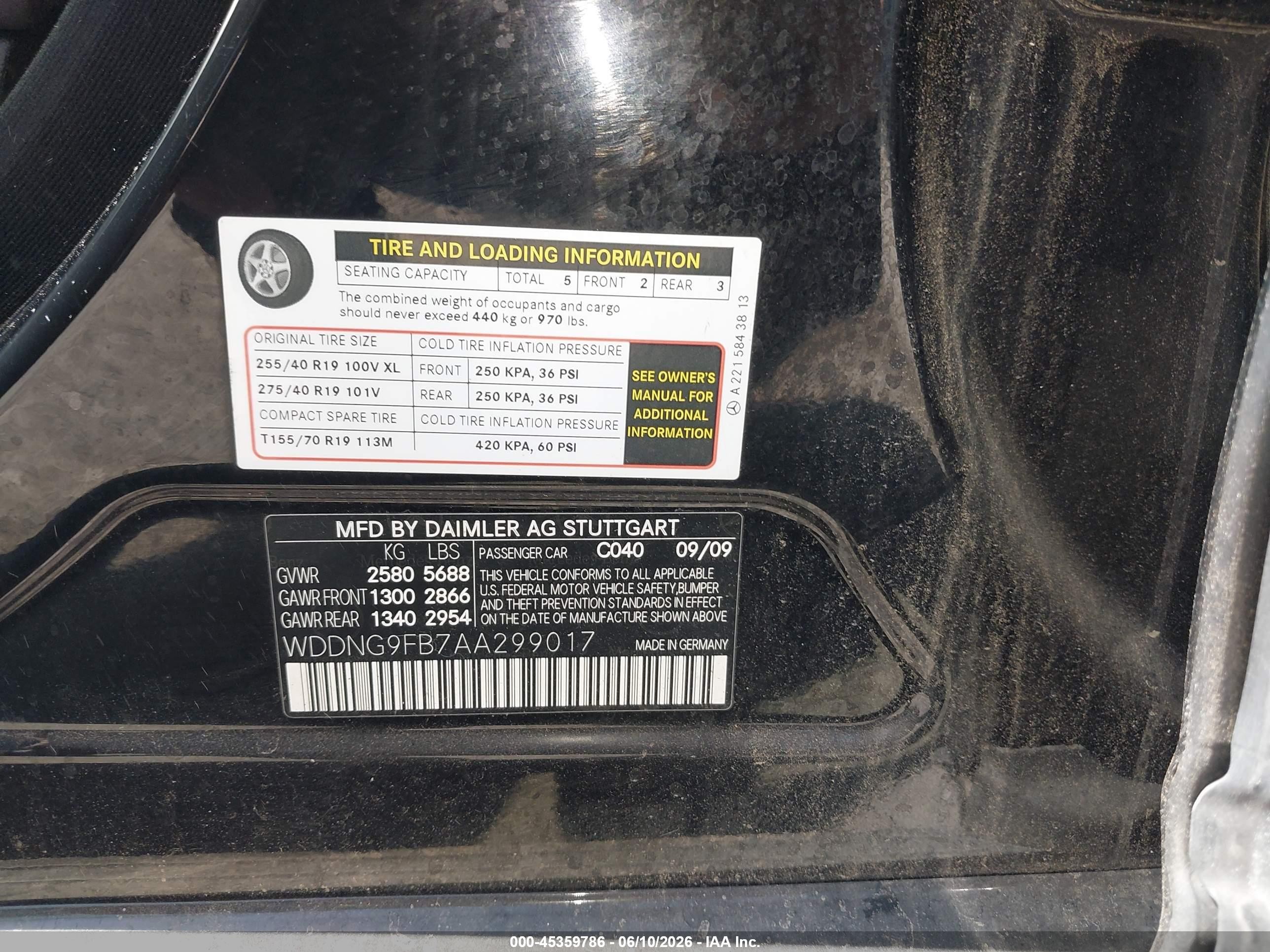 2010 Mercedes-benz S 400 Hybrid   Black vin: WDDNG9FB7AA299017