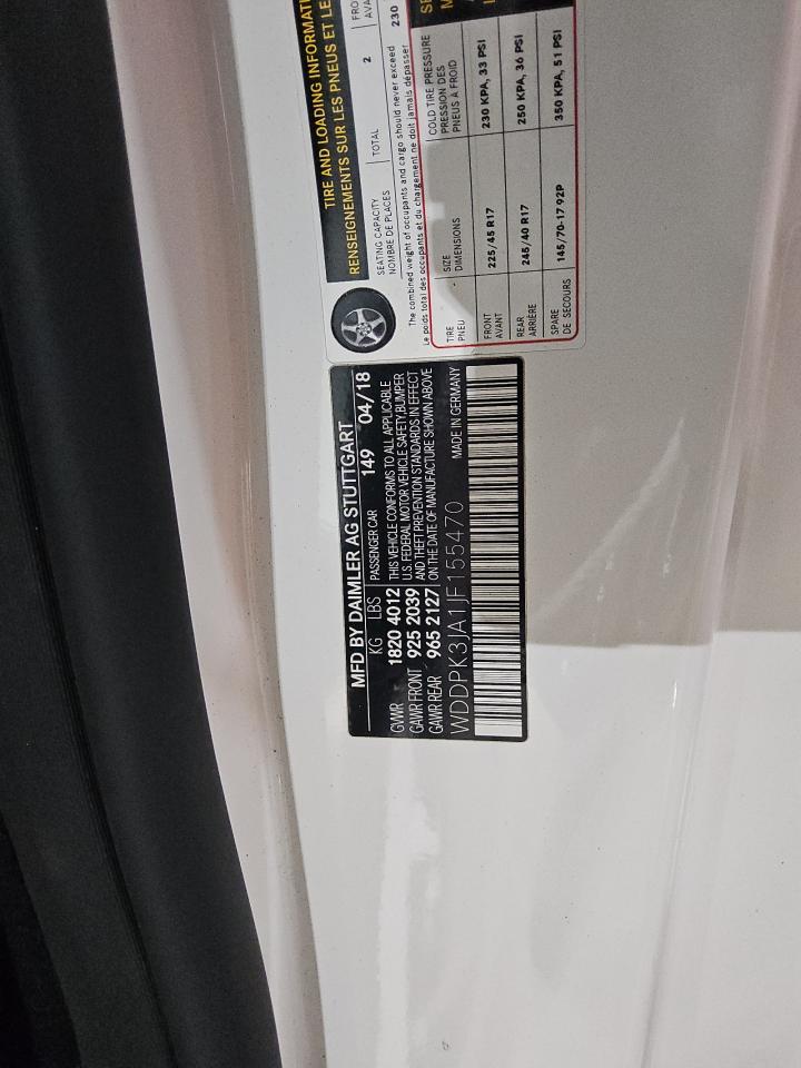 2018 Mercedes-benz Slc 300 White vin: WDDPK3JA1JF155470