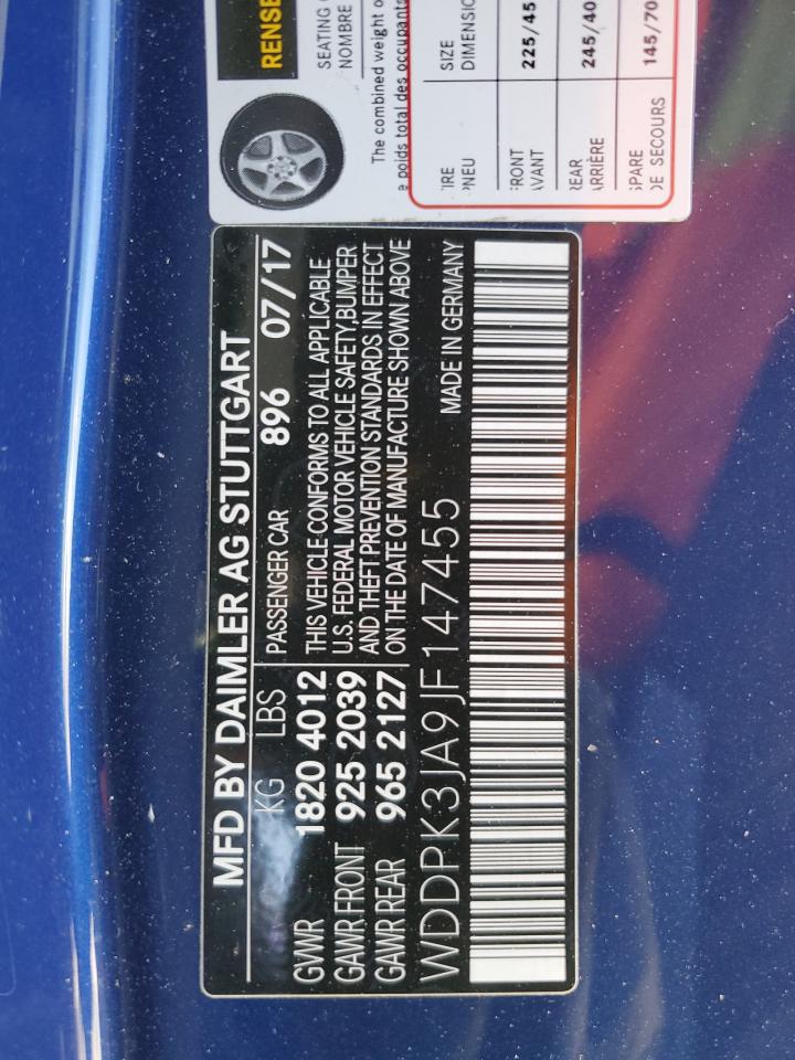 2018 Mercedes-benz Slc 300   Синий vin: WDDPK3JA9JF147455