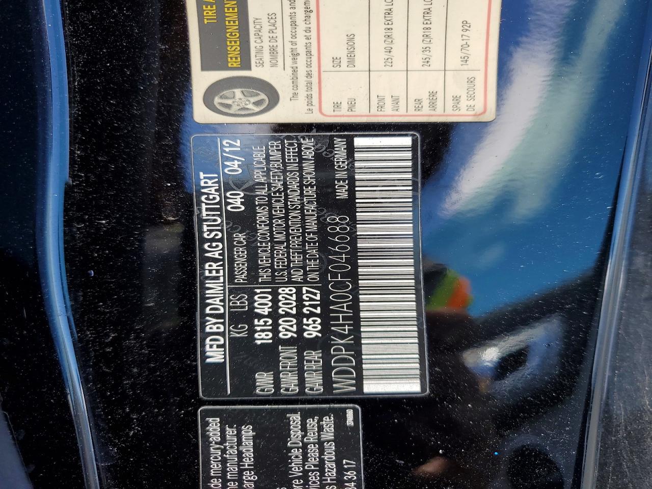 2012 Mercedes-benz Slk 250 Black vin: WDDPK4HA0CF046688