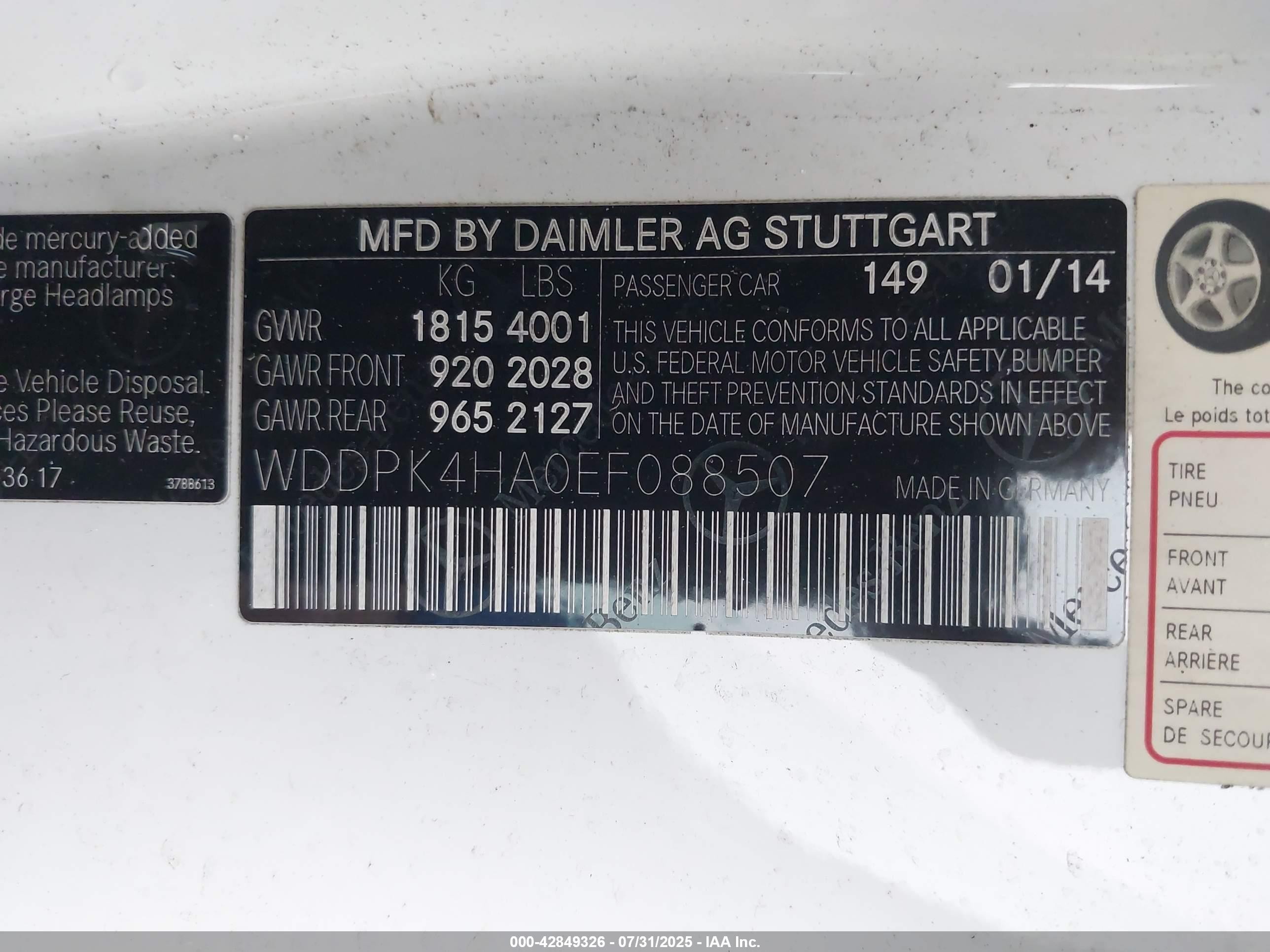 2014 Mercedes-benz Slk 250   White vin: WDDPK4HA0EF088507