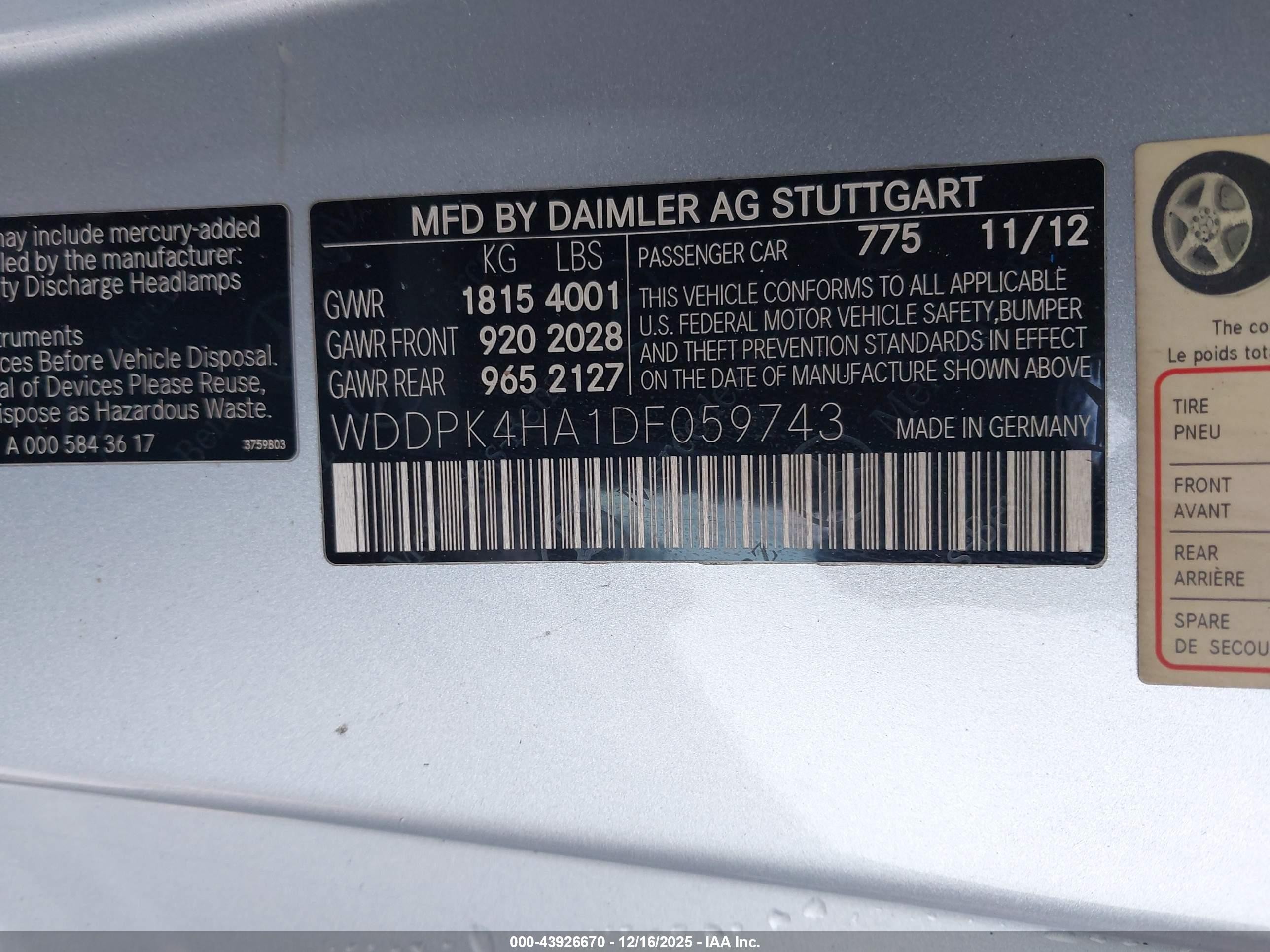 2013 Mercedes-benz Slk 250   Silver vin: WDDPK4HA1DF059743