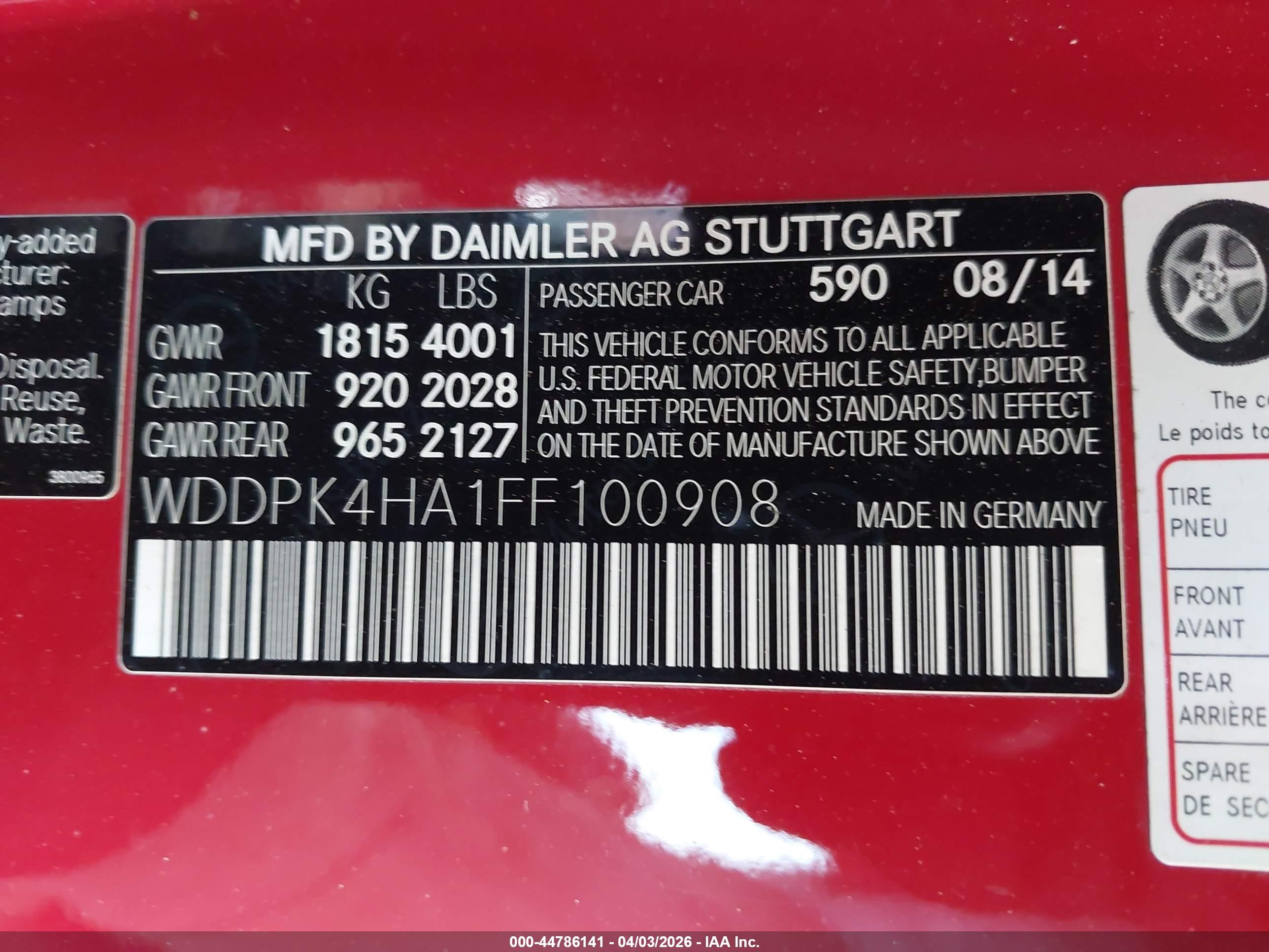 2015 Mercedes-benz Slk 250   Красный vin: WDDPK4HA1FF100908