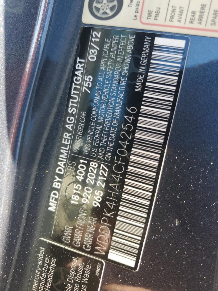 2012 Mercedes-benz Slk 250 Charcoal vin: WDDPK4HA4CF042546