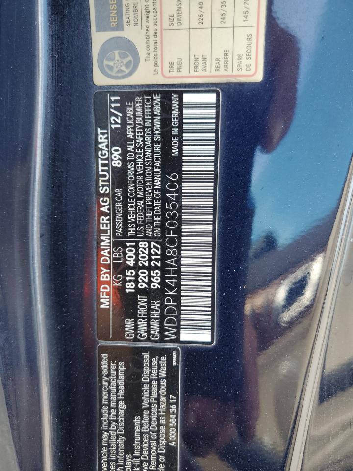 2012 Mercedes-benz Slk 250 Blue vin: WDDPK4HA8CF035406