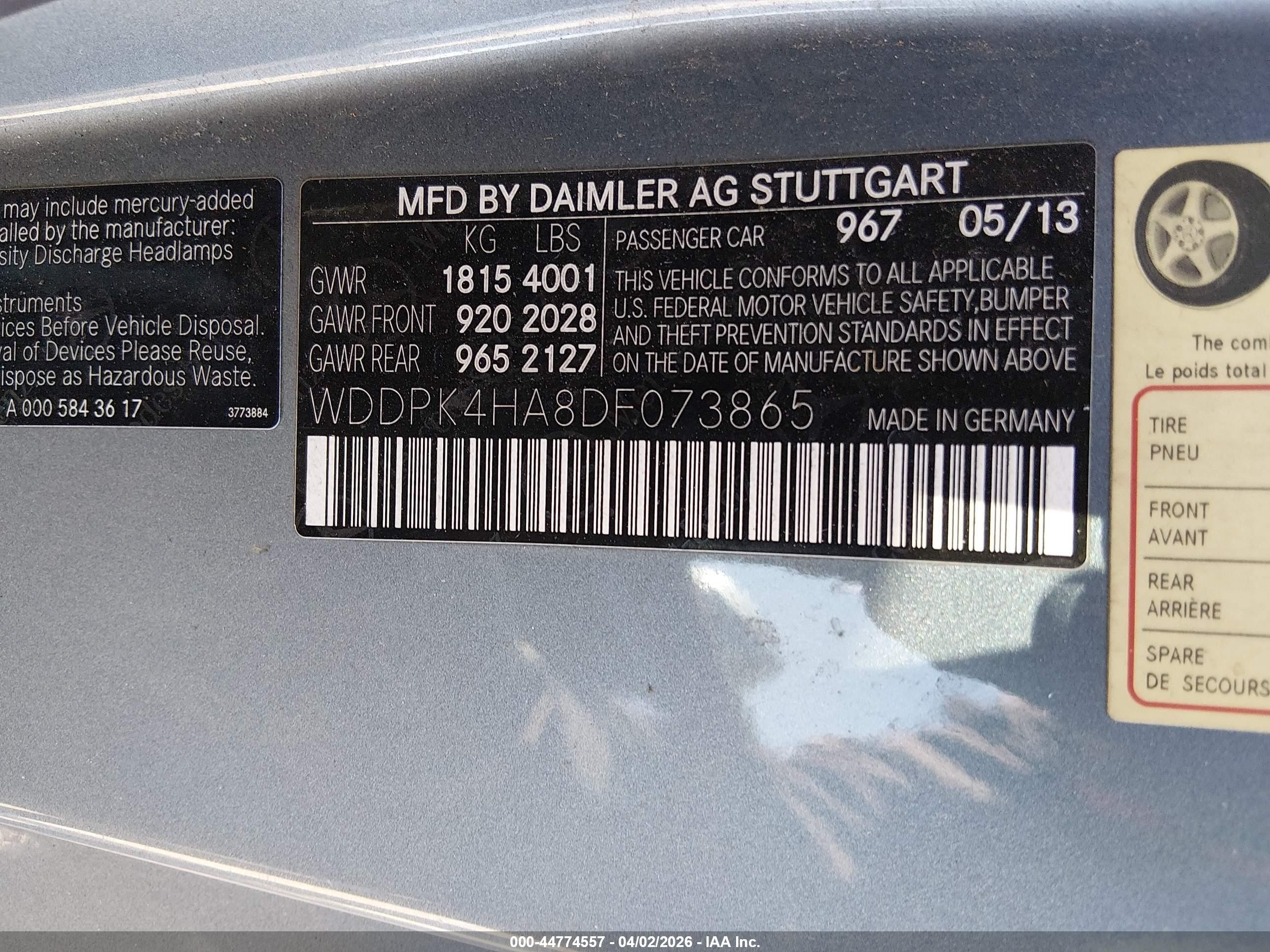 2013 Mercedes-benz Slk 250   Blue vin: WDDPK4HA8DF073865