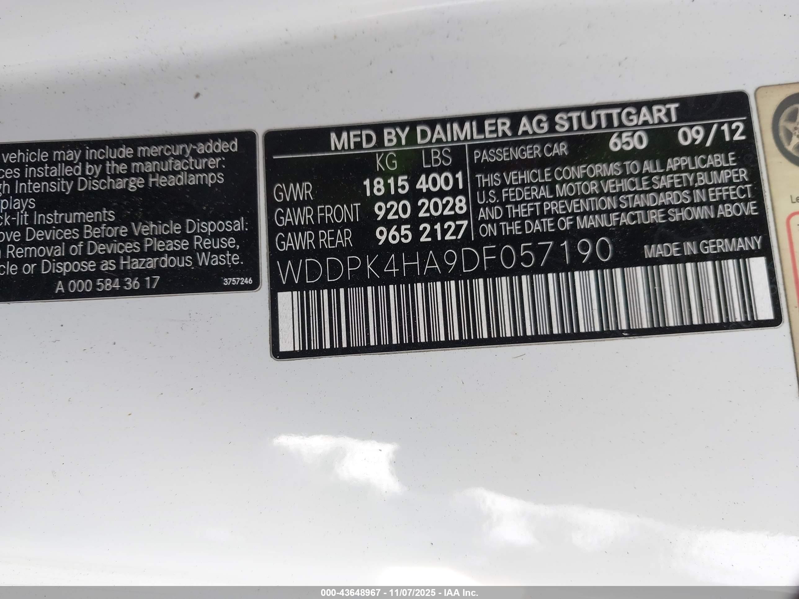 2013 Mercedes-benz Slk 250   White vin: WDDPK4HA9DF057190