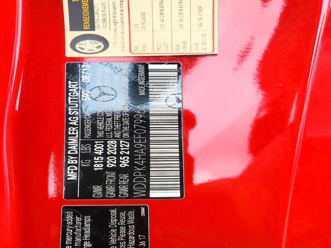 2014 Mercedes-benz Slk 250 Red vin: WDDPK4HA9EF079966